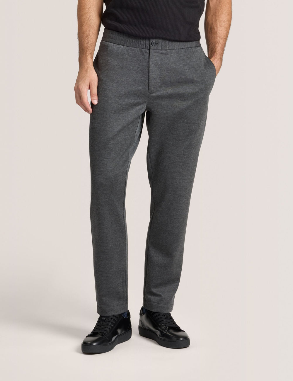 Men KNIT TWILL ELASTIC TROUSERS - Iron Gate Heather - Ted Baker
