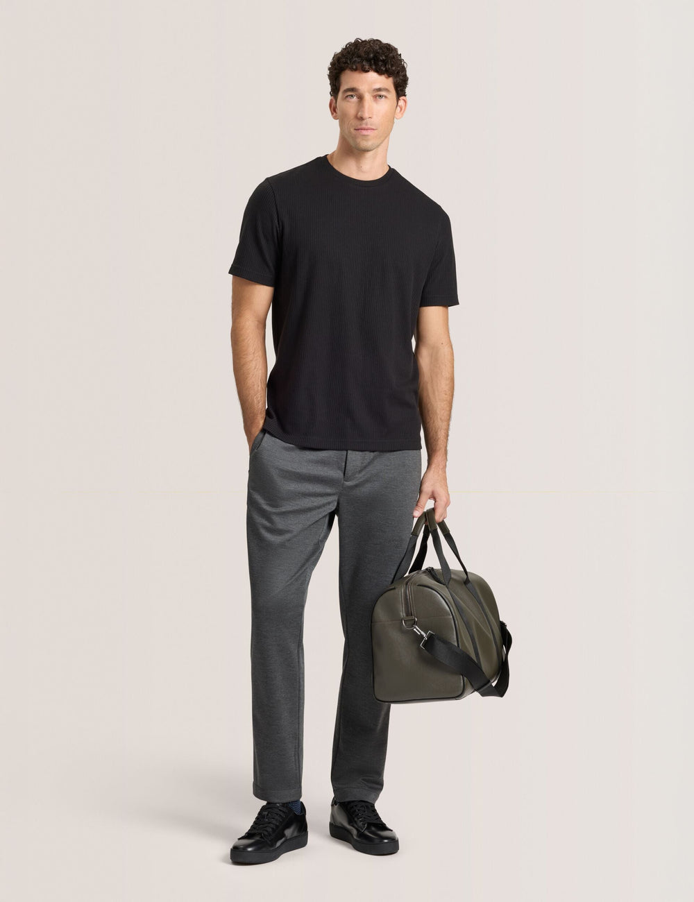 Men KNIT TWILL ELASTIC TROUSERS - Iron Gate Heather - Ted Baker