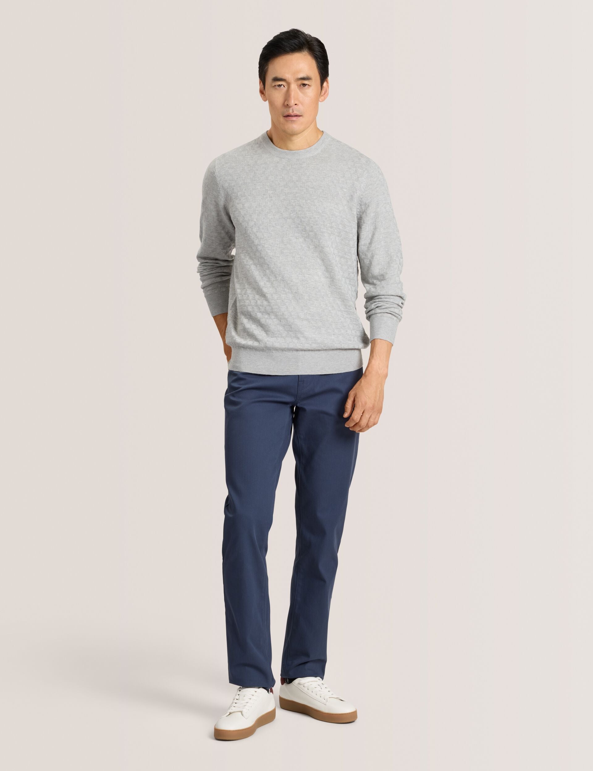 Men COMPACT HERRINGBONE TROUSERS - Blue Nights - Ted Baker