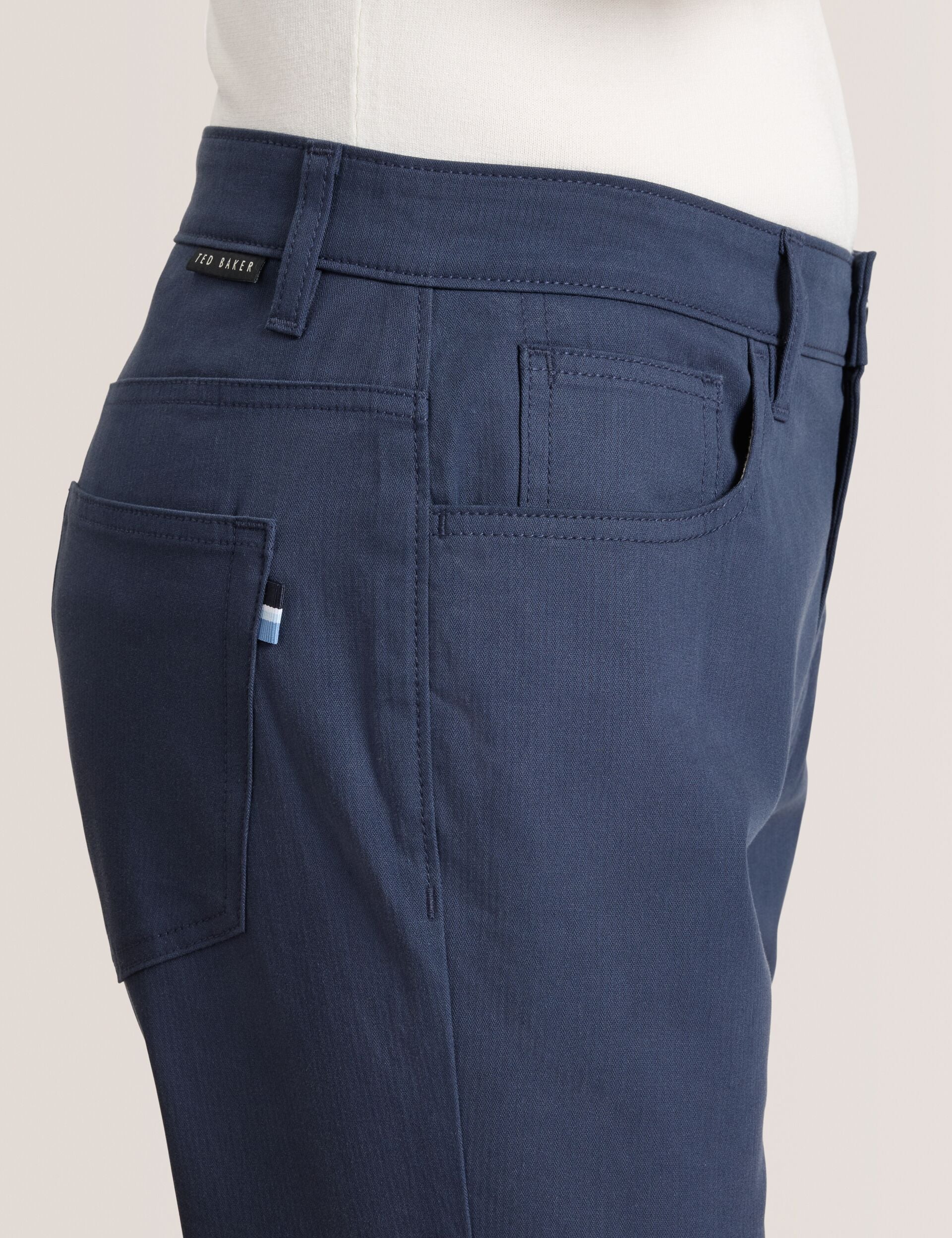 Men COMPACT HERRINGBONE TROUSERS - Blue Nights - Ted Baker