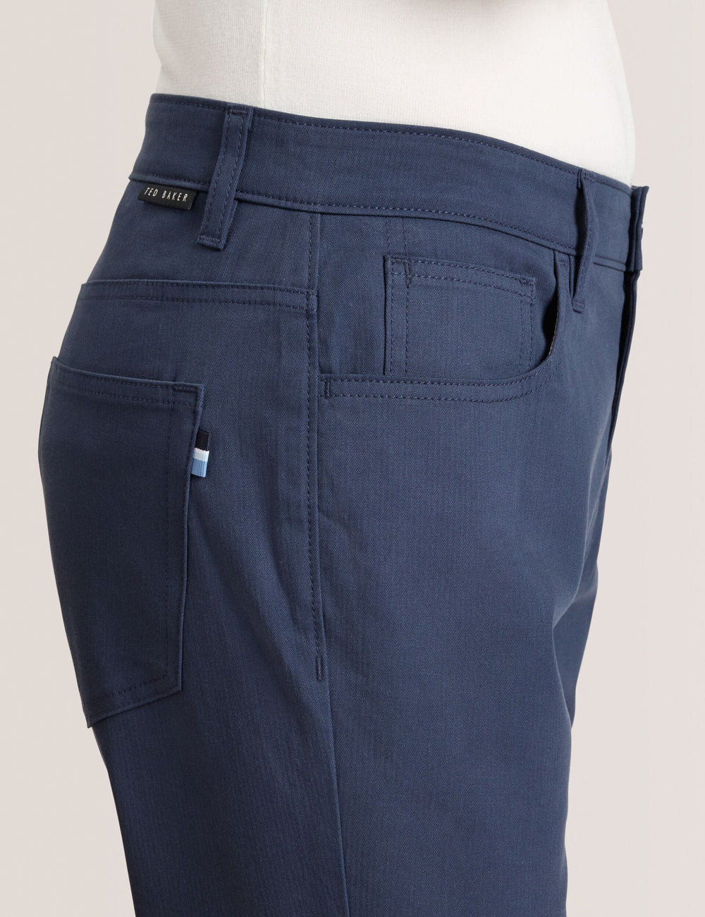 Men COMPACT HERRINGBONE TROUSERS - Blue Nights - Ted Baker