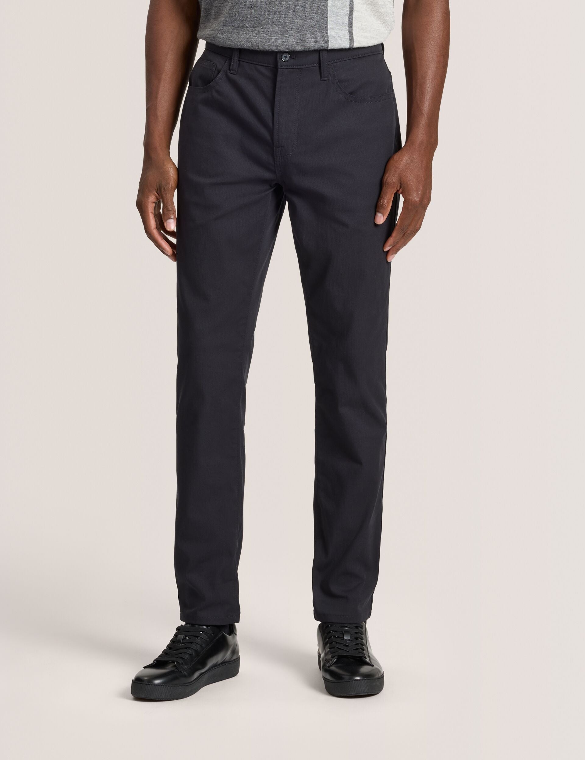 Men COMPACT HERRINGBONE TROUSERS - Black Beauty - Ted Baker