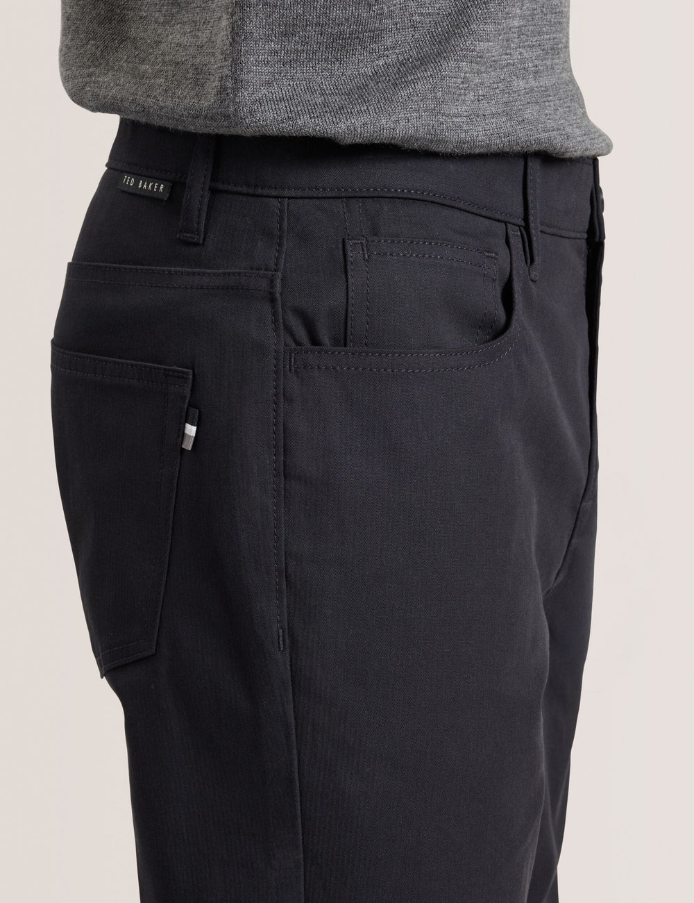 Men COMPACT HERRINGBONE TROUSERS - Black Beauty - Ted Baker
