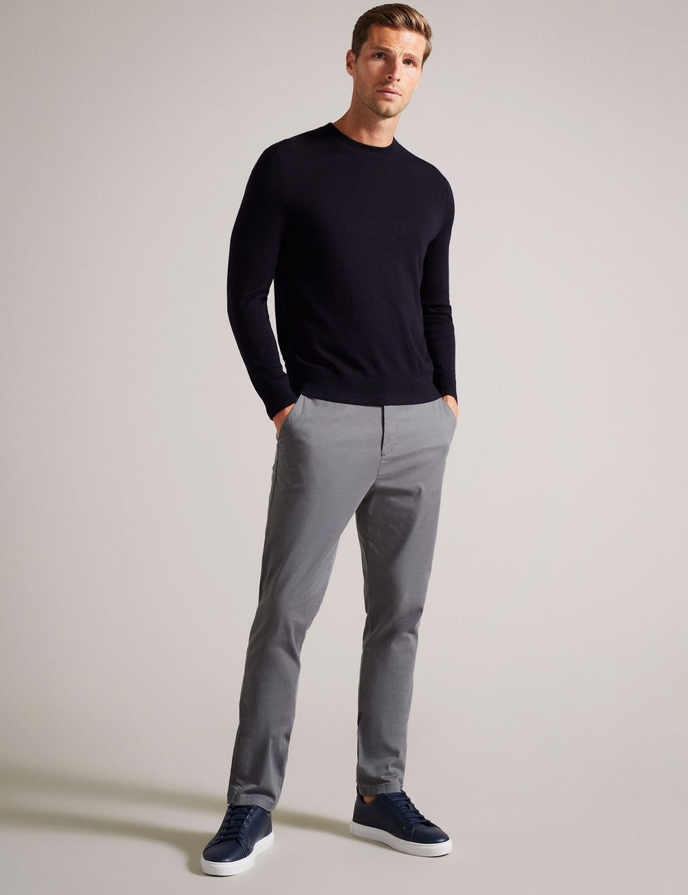 Men RYCE - Slim Fit Textured Cotton Blend Chinos - Ted Baker
