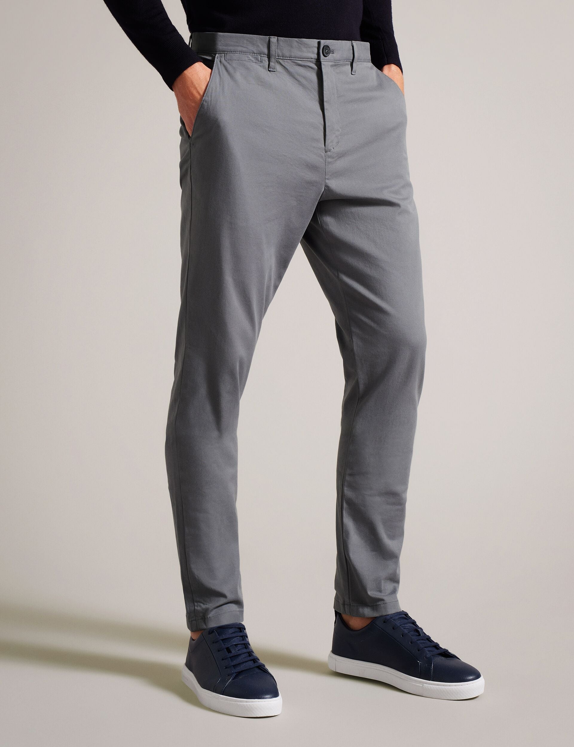 Men RYCE - Slim Fit Textured Cotton Blend Chinos - Ted Baker