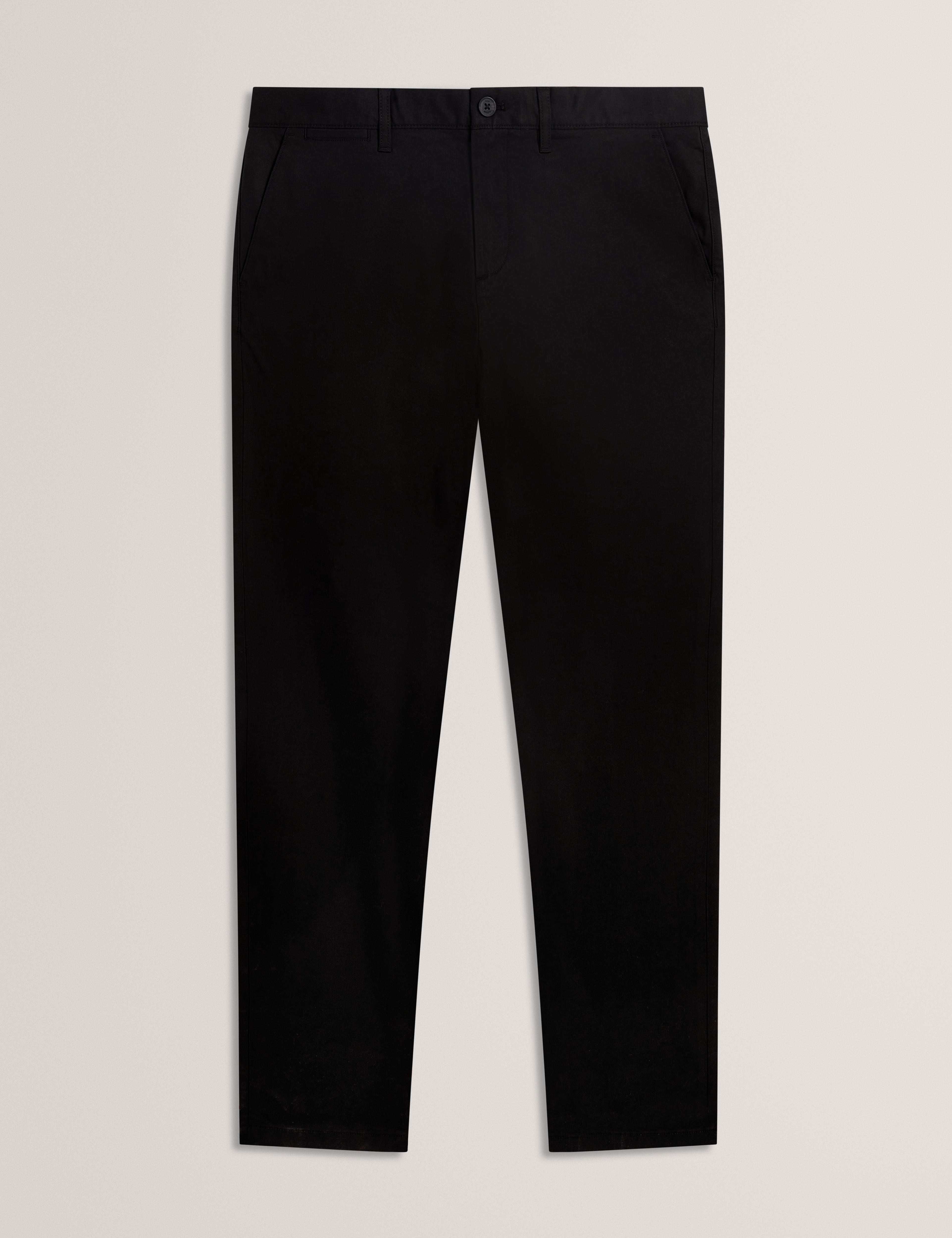 Men RYCE - Black Slim Fit Textured Cotton Blend Chinos - Ted Baker