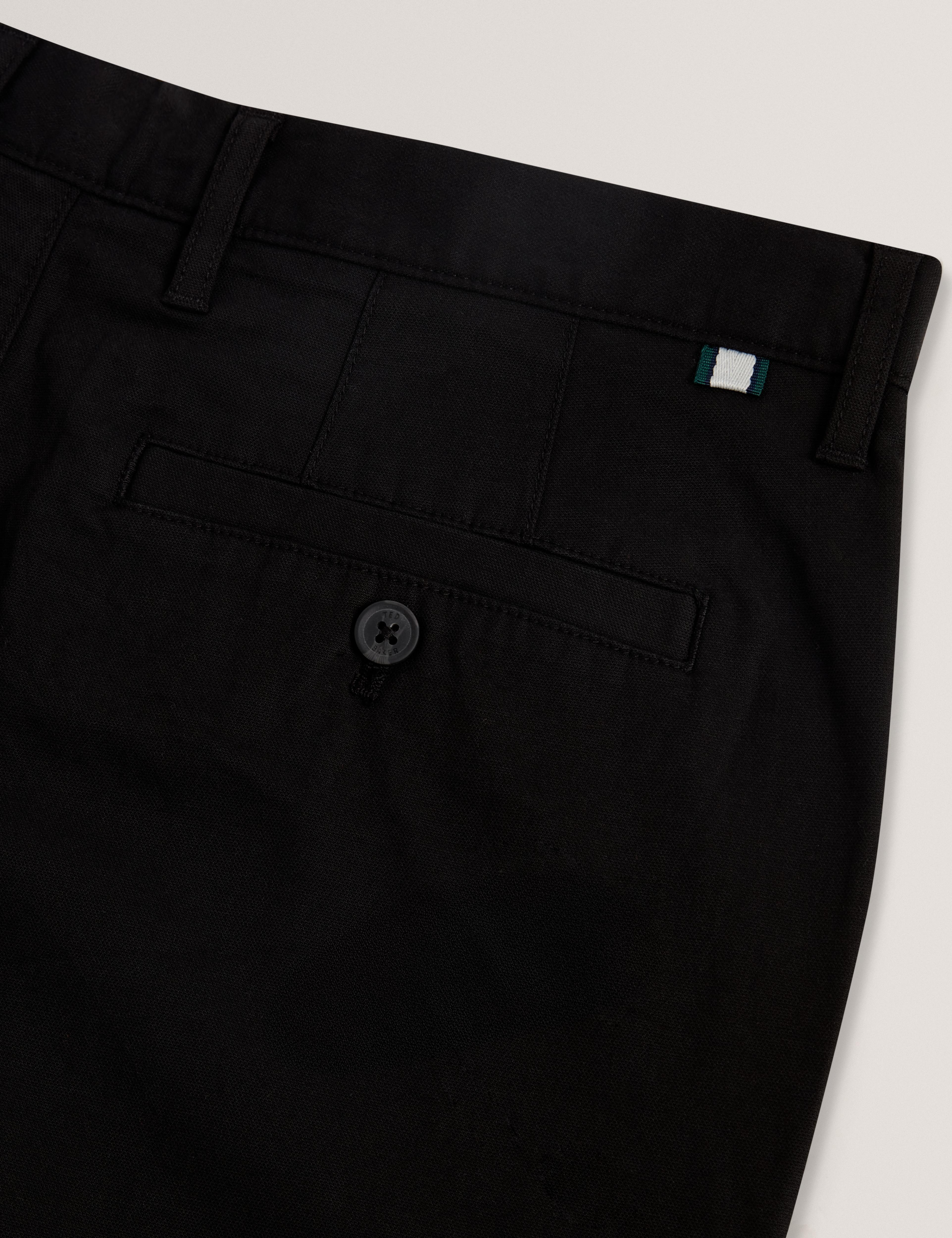 Men RYCE - Black Slim Fit Textured Cotton Blend Chinos - Ted Baker