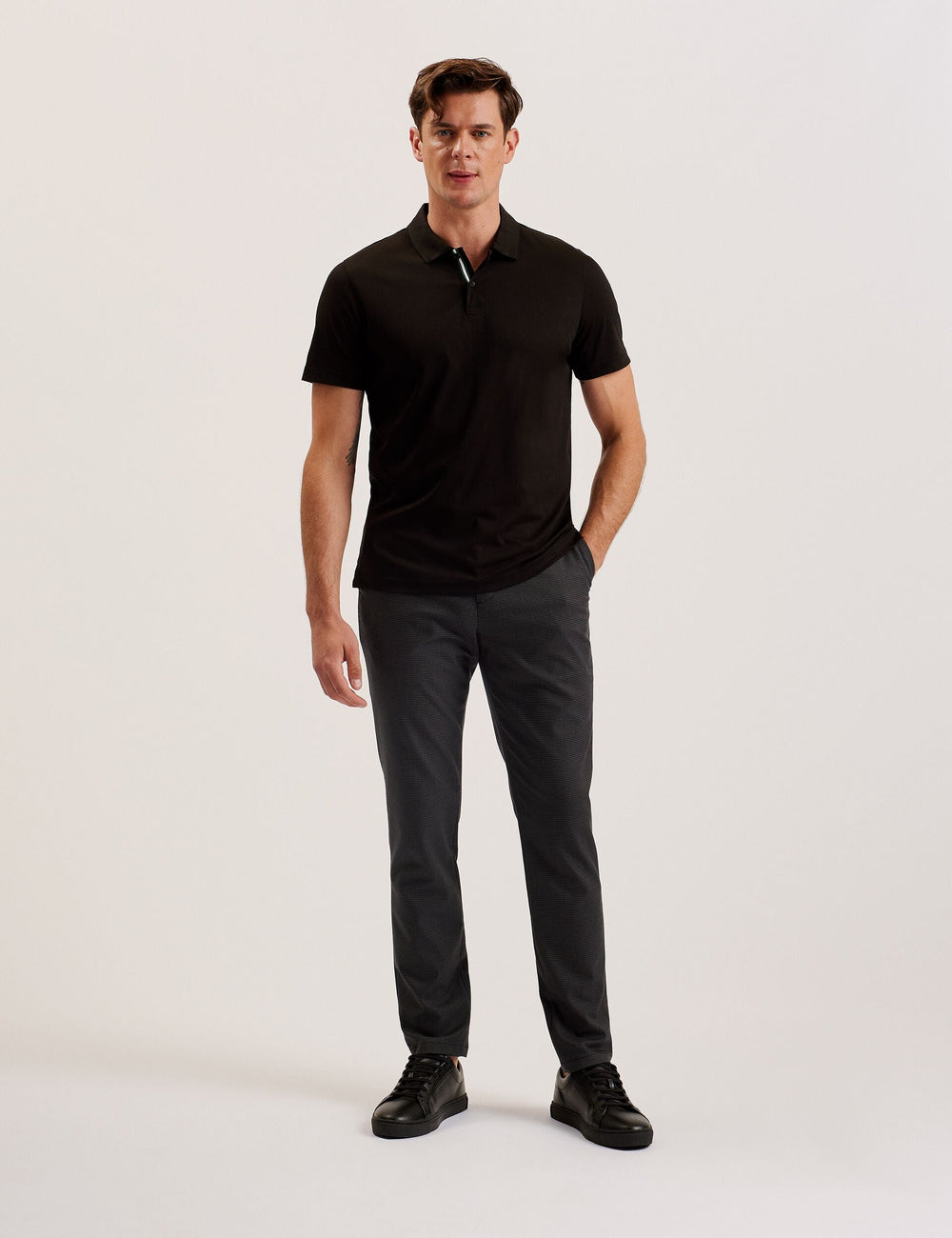 Men NOUNDS - Grey Puppytooth Check Slim Fit Pants - Ted Baker