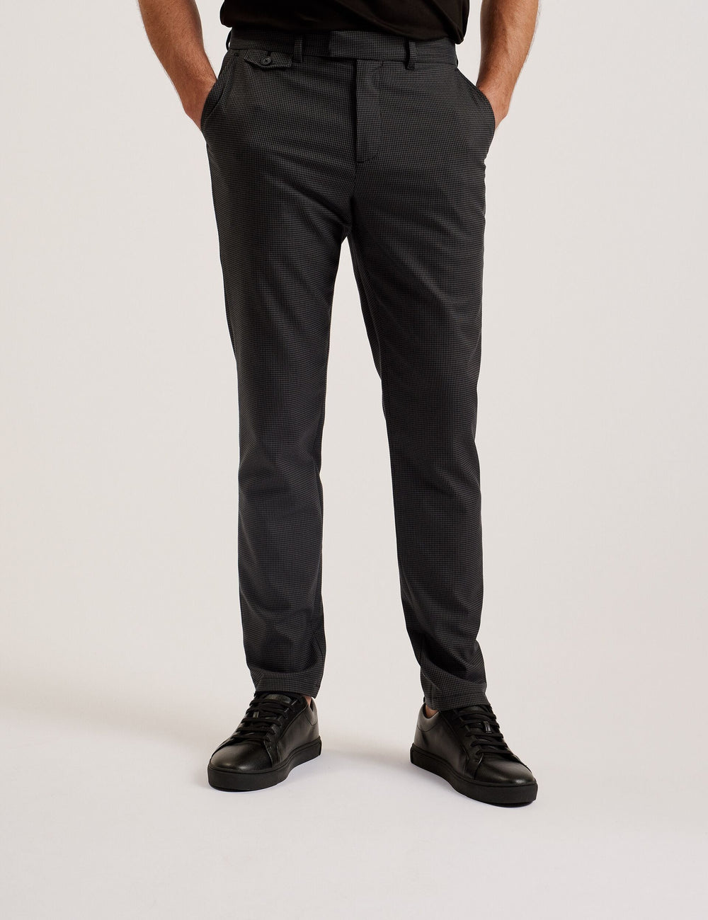 Men NOUNDS - Grey Puppytooth Check Slim Fit Pants - Ted Baker
