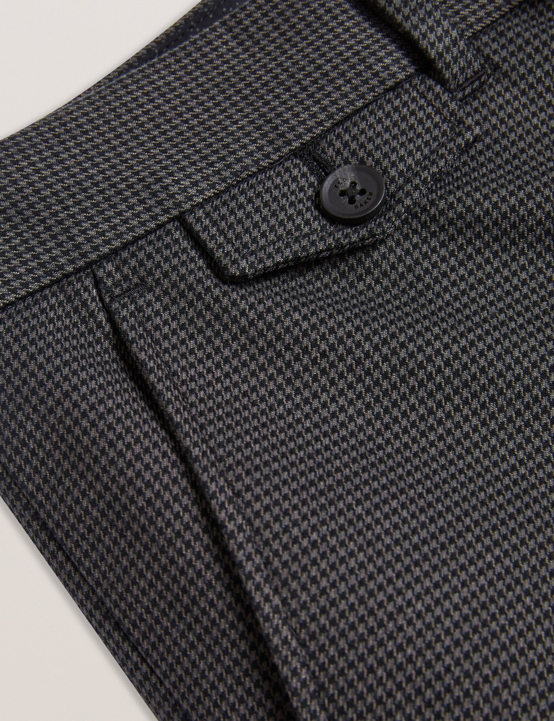 Men NOUNDS - Grey Puppytooth Check Slim Fit Pants - Ted Baker