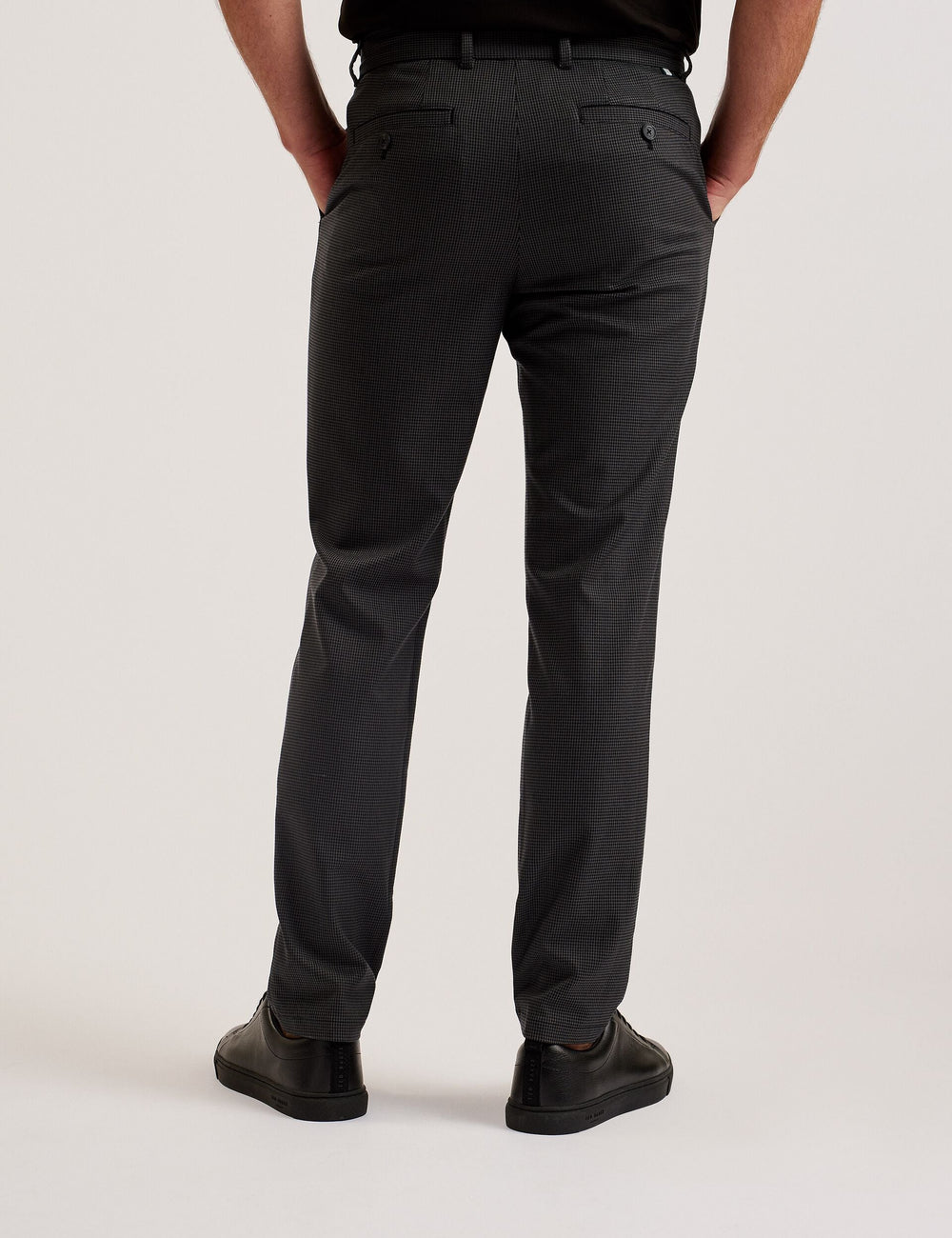 Men NOUNDS - Grey Puppytooth Check Slim Fit Pants - Ted Baker