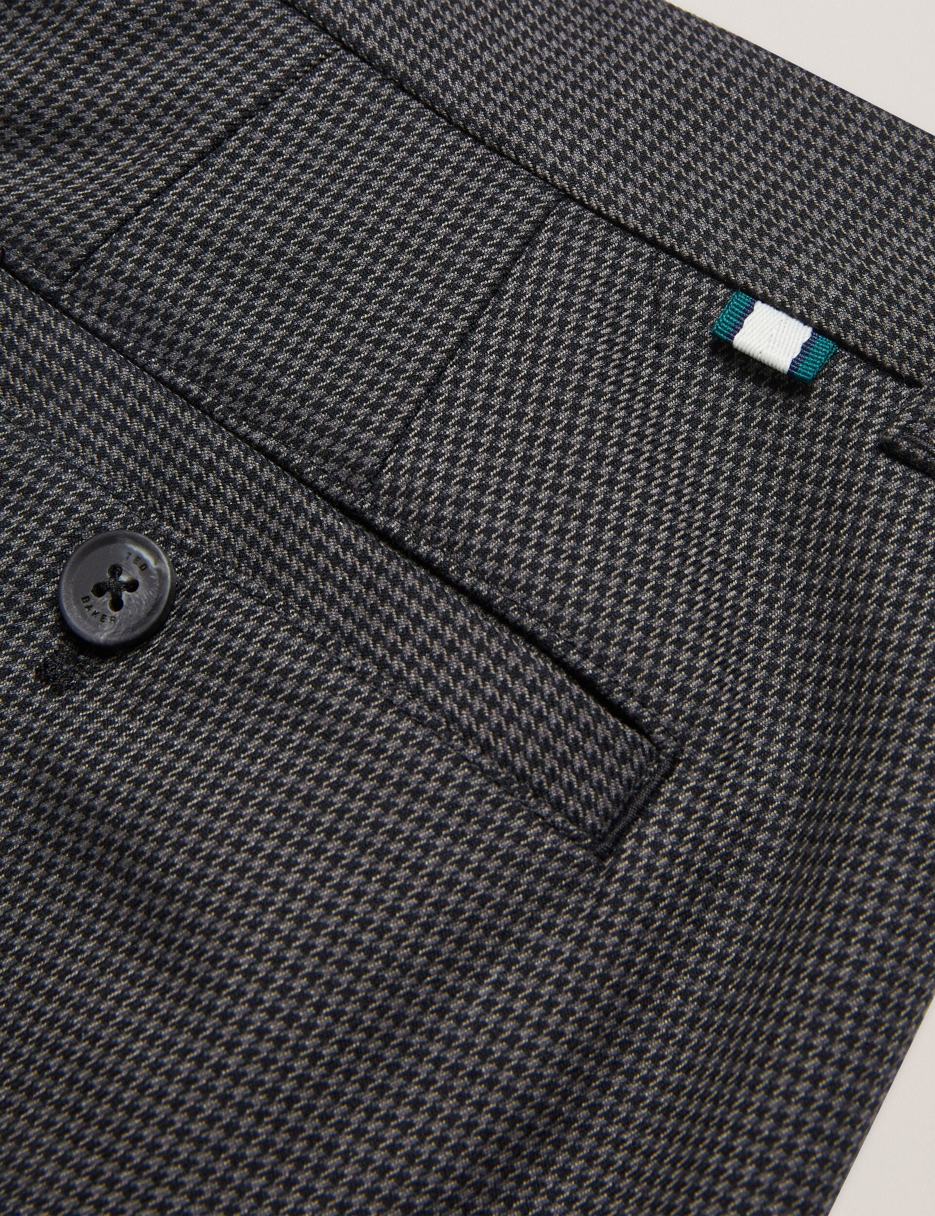 Men NOUNDS - Grey Puppytooth Check Slim Fit Pants - Ted Baker