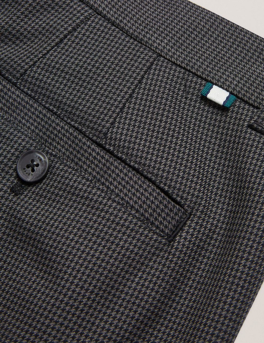Men NOUNDS - Grey Puppytooth Check Slim Fit Pants - Ted Baker