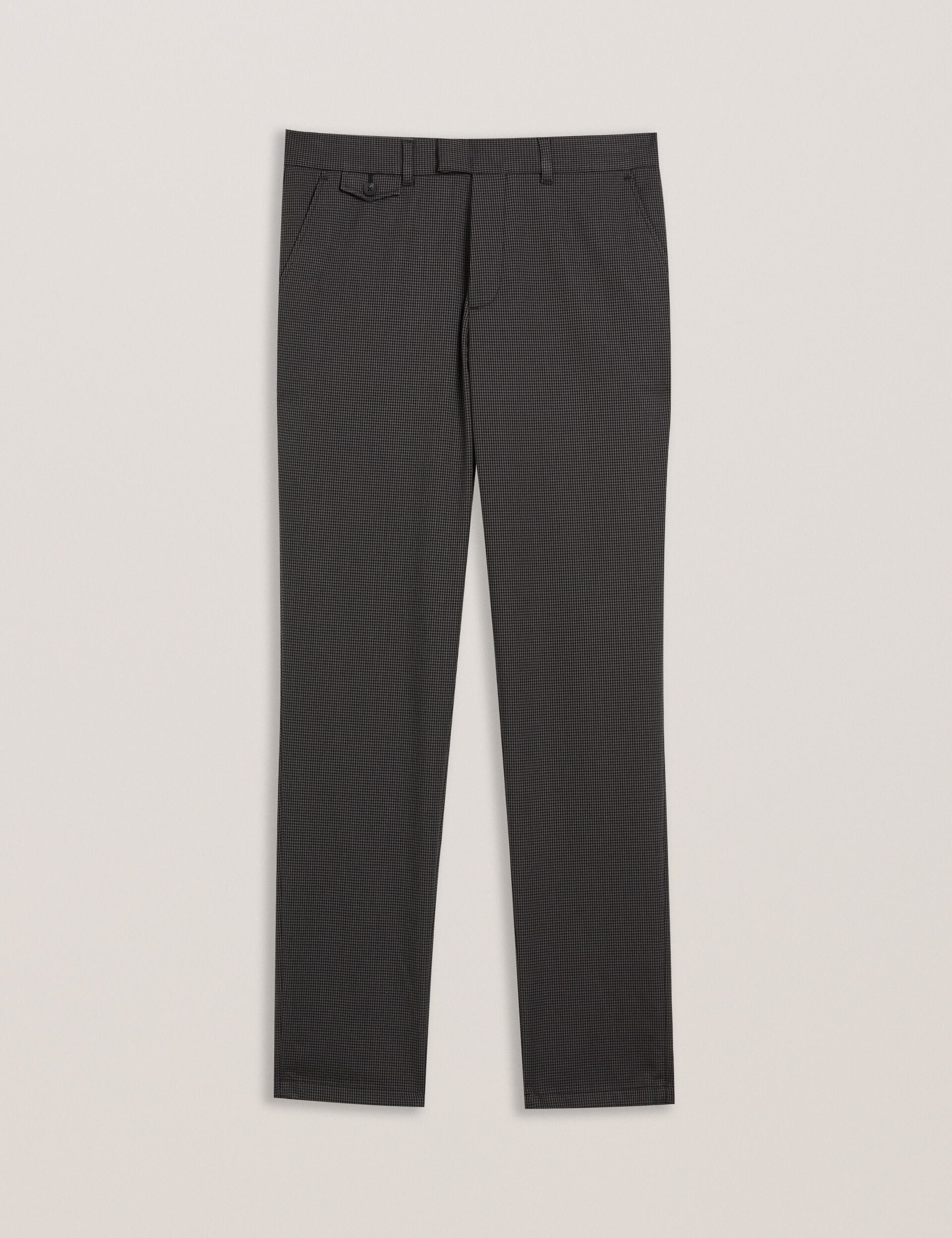 Men NOUNDS - Grey Puppytooth Check Slim Fit Pants - Ted Baker
