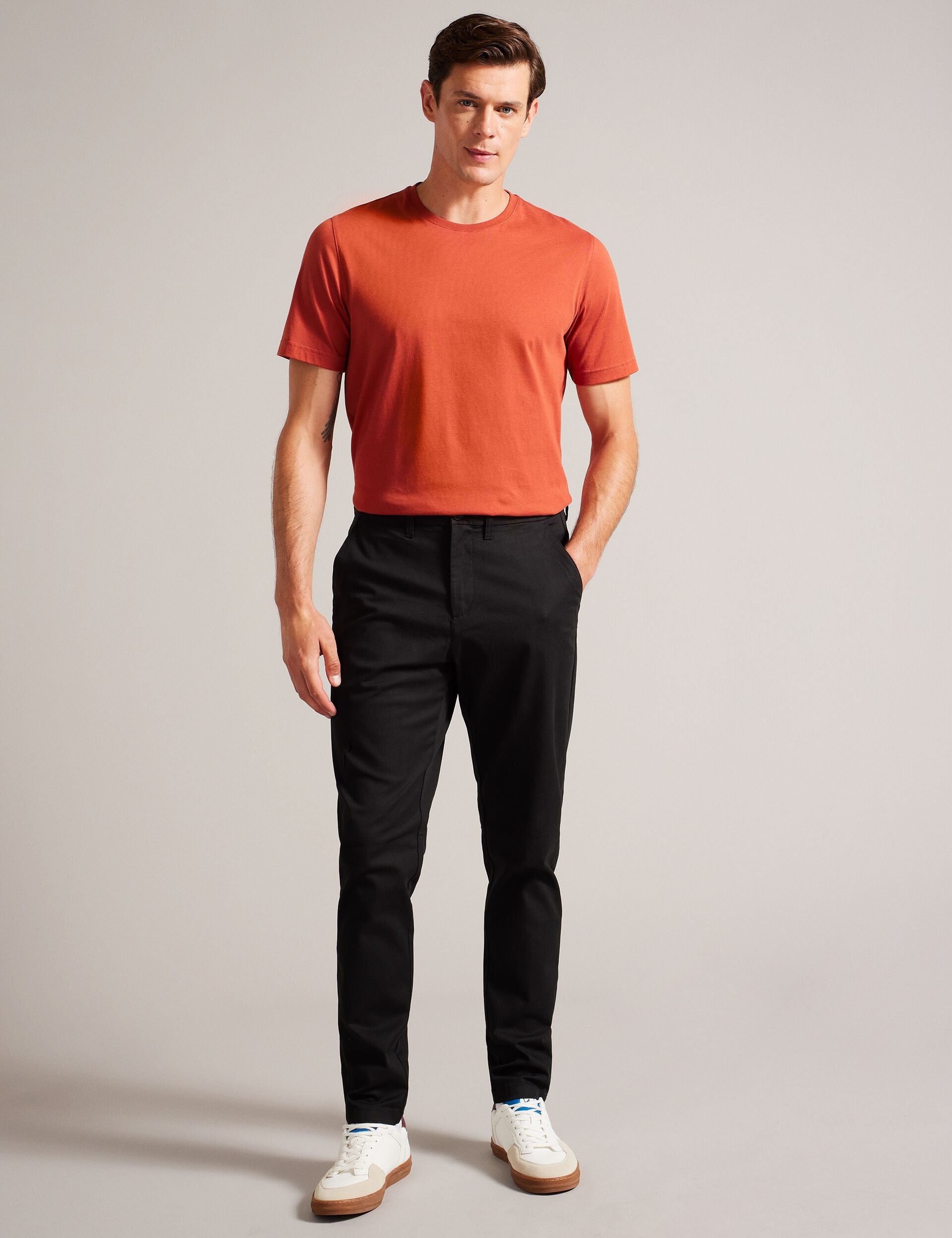 Men|Sale HAYBRN - Black Regular Fit Woven Texture Chinos - Ted Baker