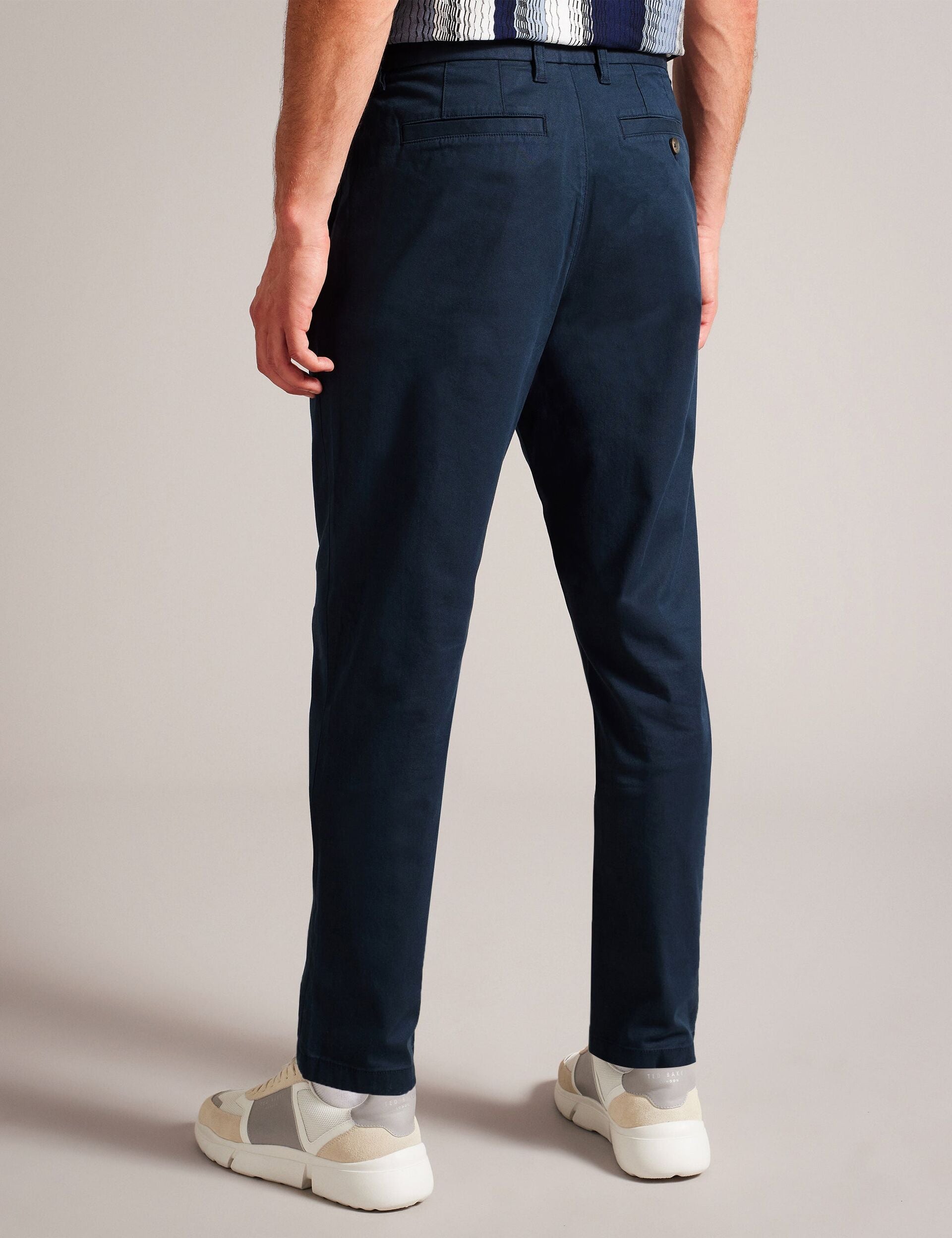 Men HAYBRN - Navy Regular Fit Woven Texture Chinos - Ted Baker