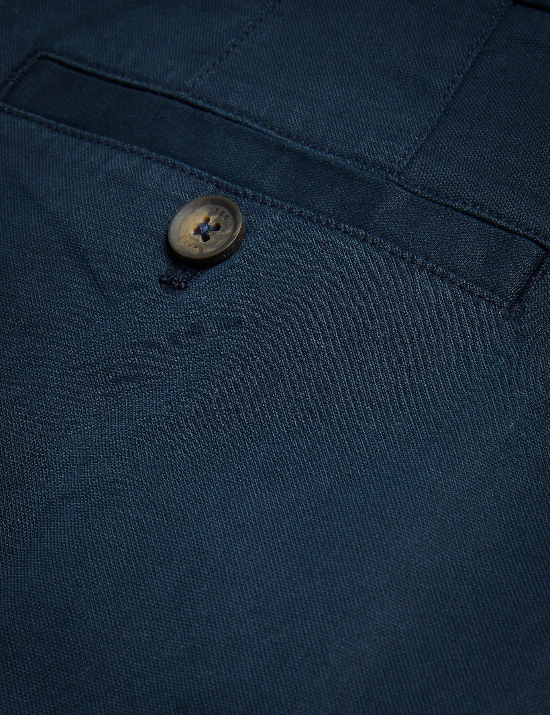 Men HAYBRN - Navy Regular Fit Woven Texture Chinos - Ted Baker