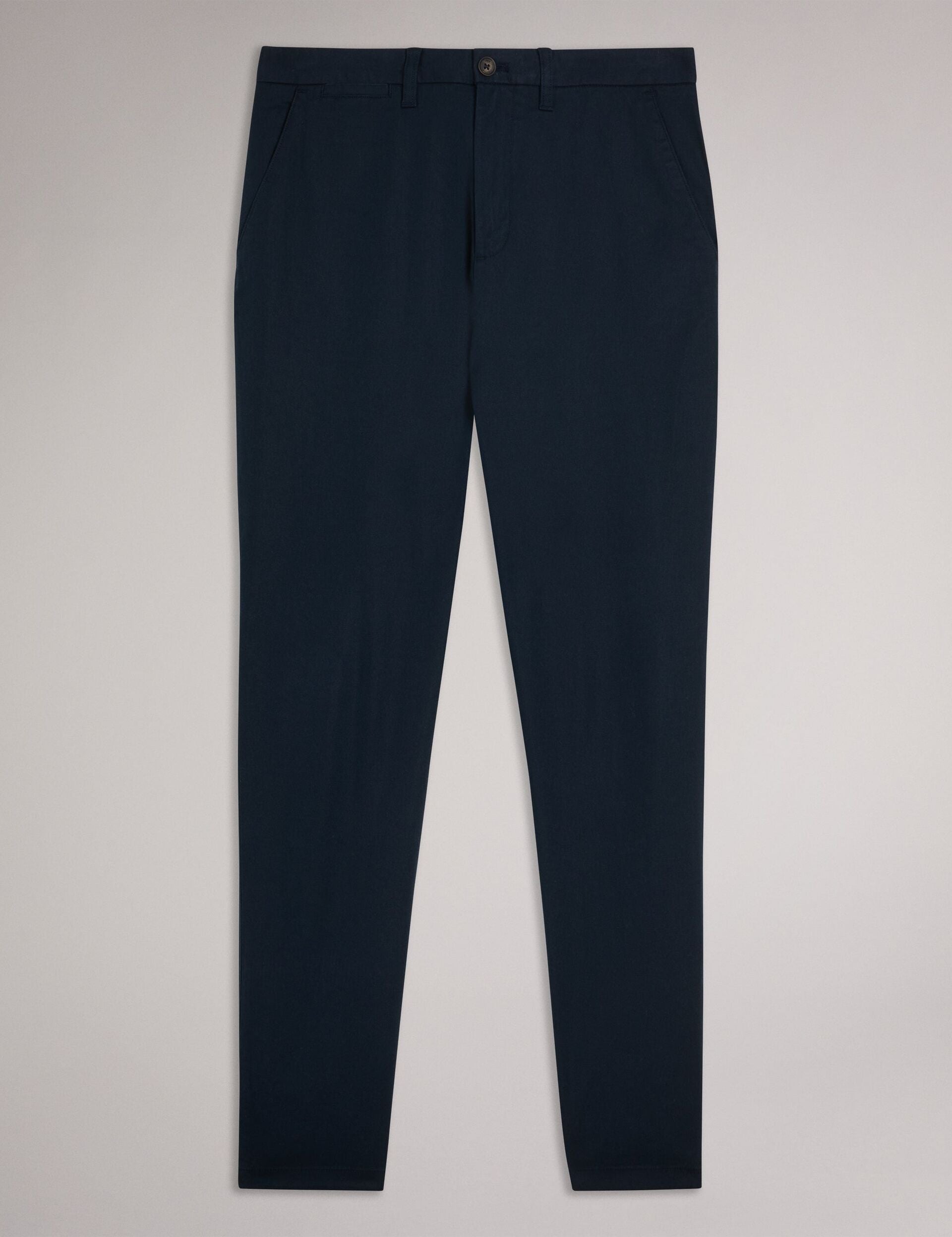 Men HAYBRN - Navy Regular Fit Woven Texture Chinos - Ted Baker