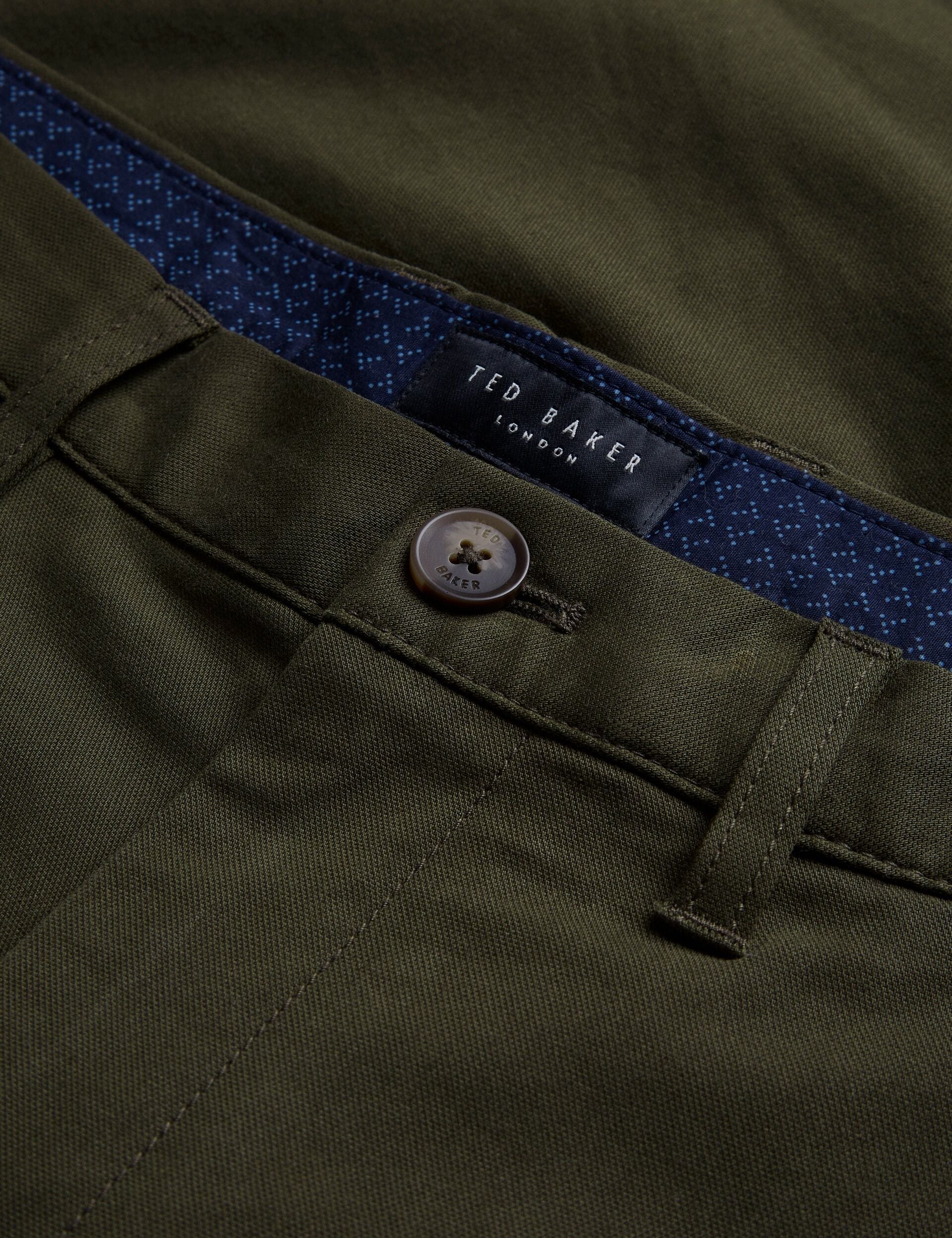 Men HAYBRN - Khaki Regular Fit Woven Texture Chinos - Ted Baker
