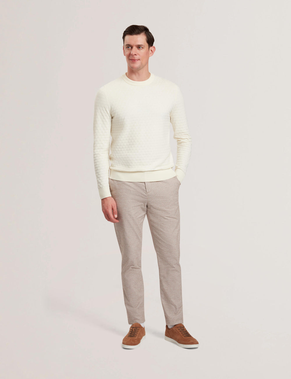 Men HANDLY - Micro Houndstooth Slim Fit Pants - Ted Baker