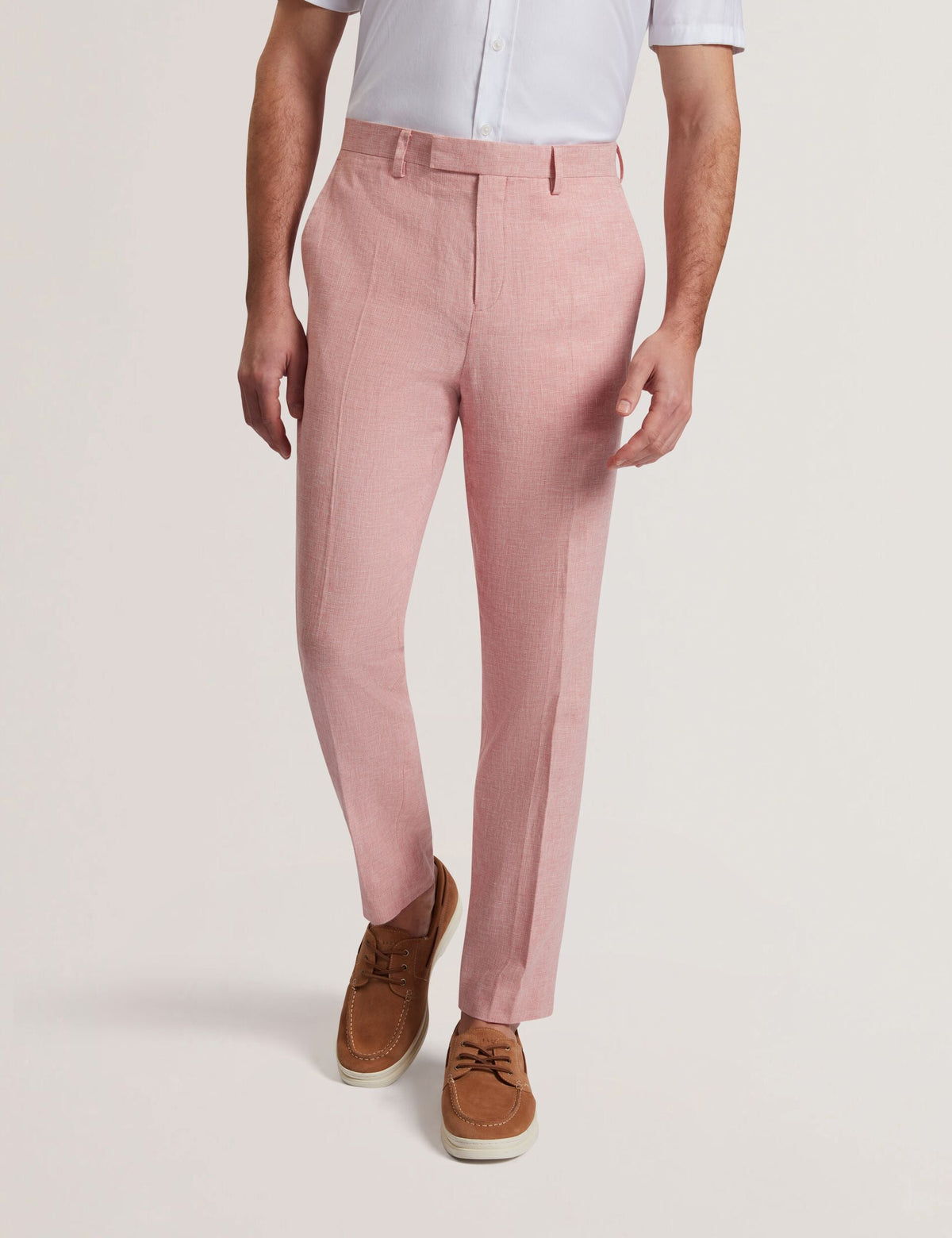 Men|Sale KENLEYT - Pink Linen Cotton Woven Dress Pants - Ted Baker