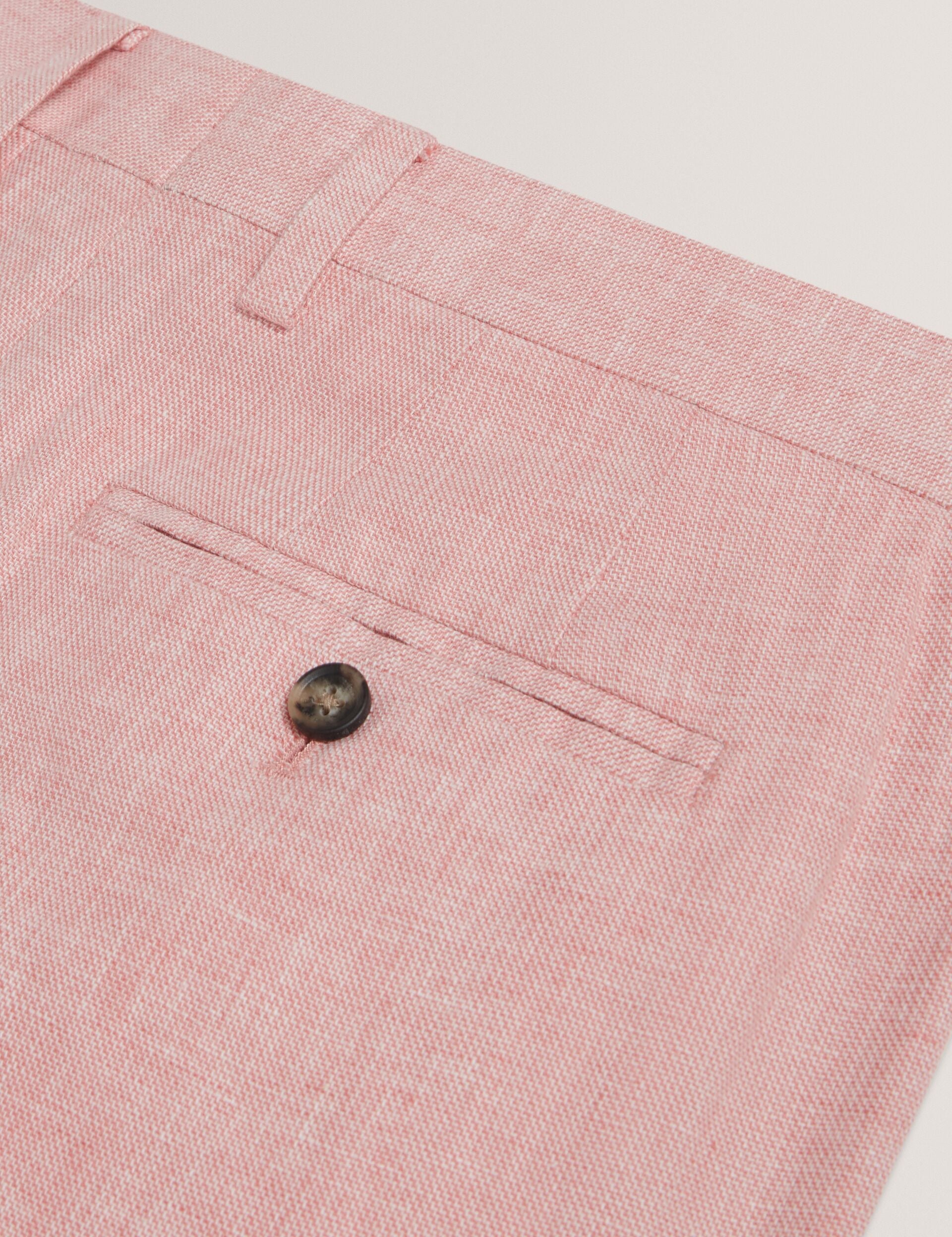 Men|Sale KENLEYT - Pink Linen Cotton Woven Dress Pants - Ted Baker