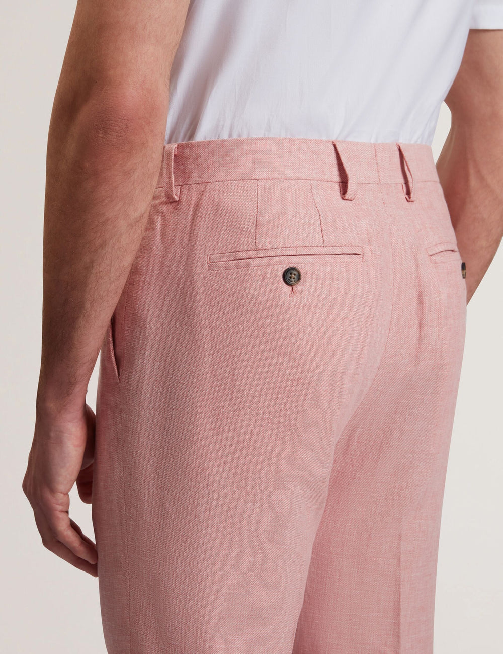 Men|Sale KENLEYT - Pink Linen Cotton Woven Dress Pants - Ted Baker