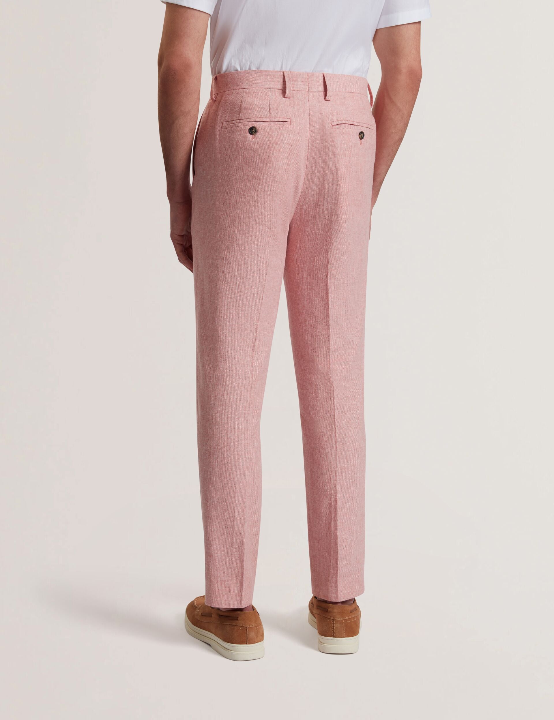 Men|Sale KENLEYT - Pink Linen Cotton Woven Dress Pants - Ted Baker