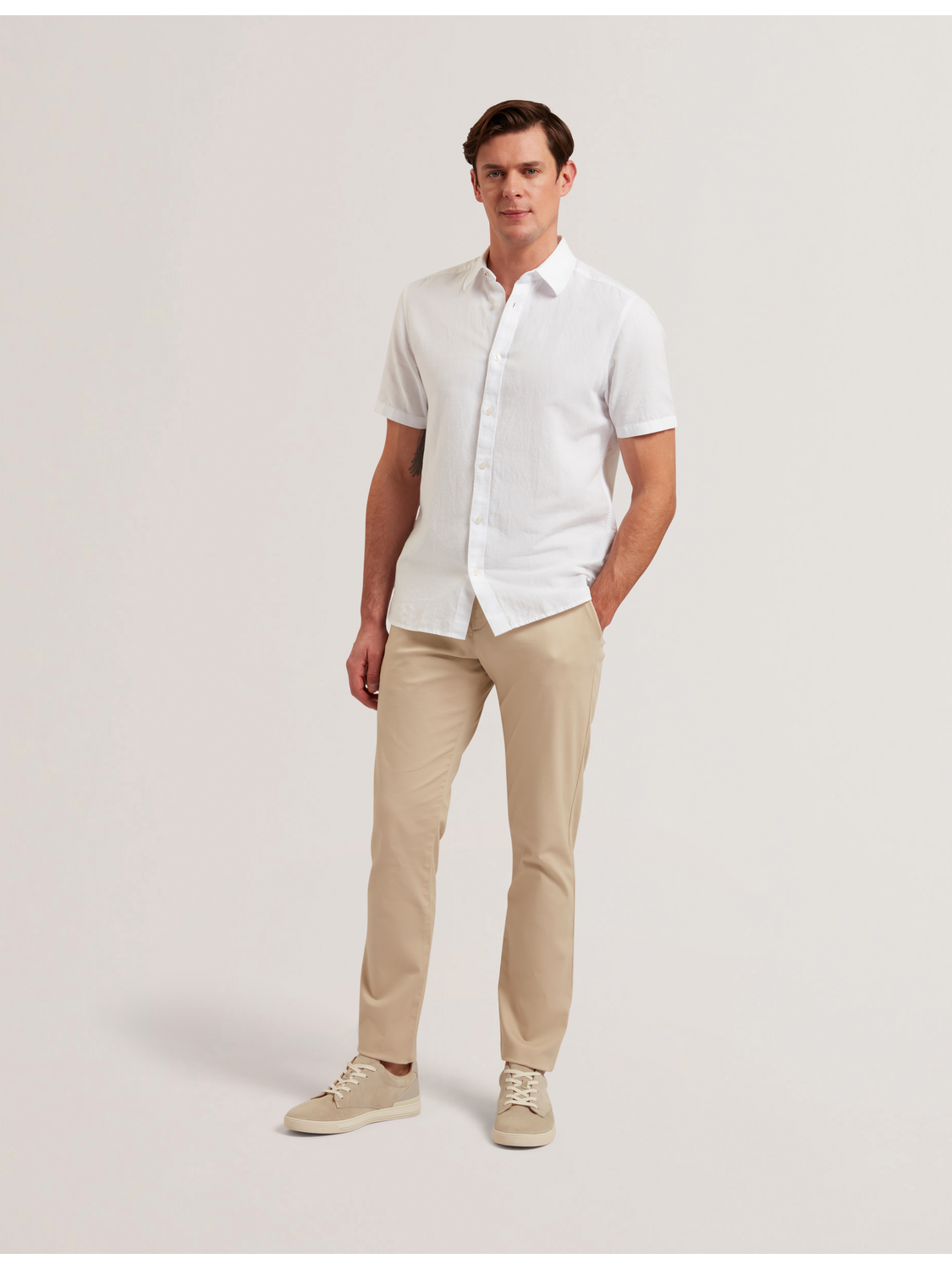 Men|Sale BATFORD - Tan Slim Fit Cotton Blend Chinos - Ted Baker