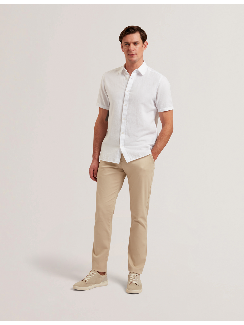 Men|Sale BATFORD - Tan Slim Fit Cotton Blend Chinos - Ted Baker