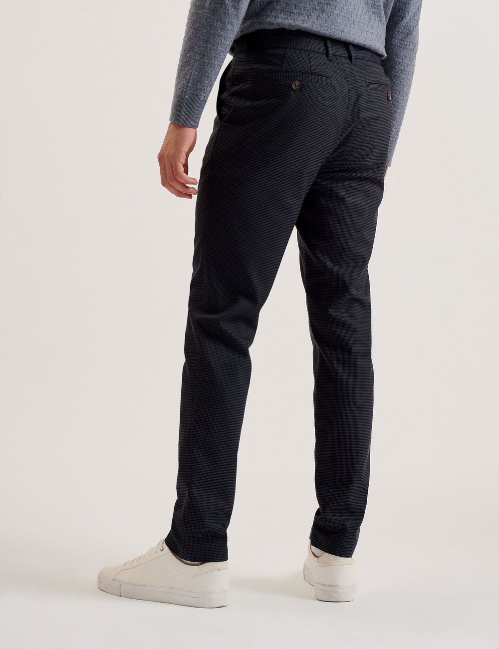 Men NOUNDS - Navy Puppytooth Check Slim Fit Pants - Ted Baker