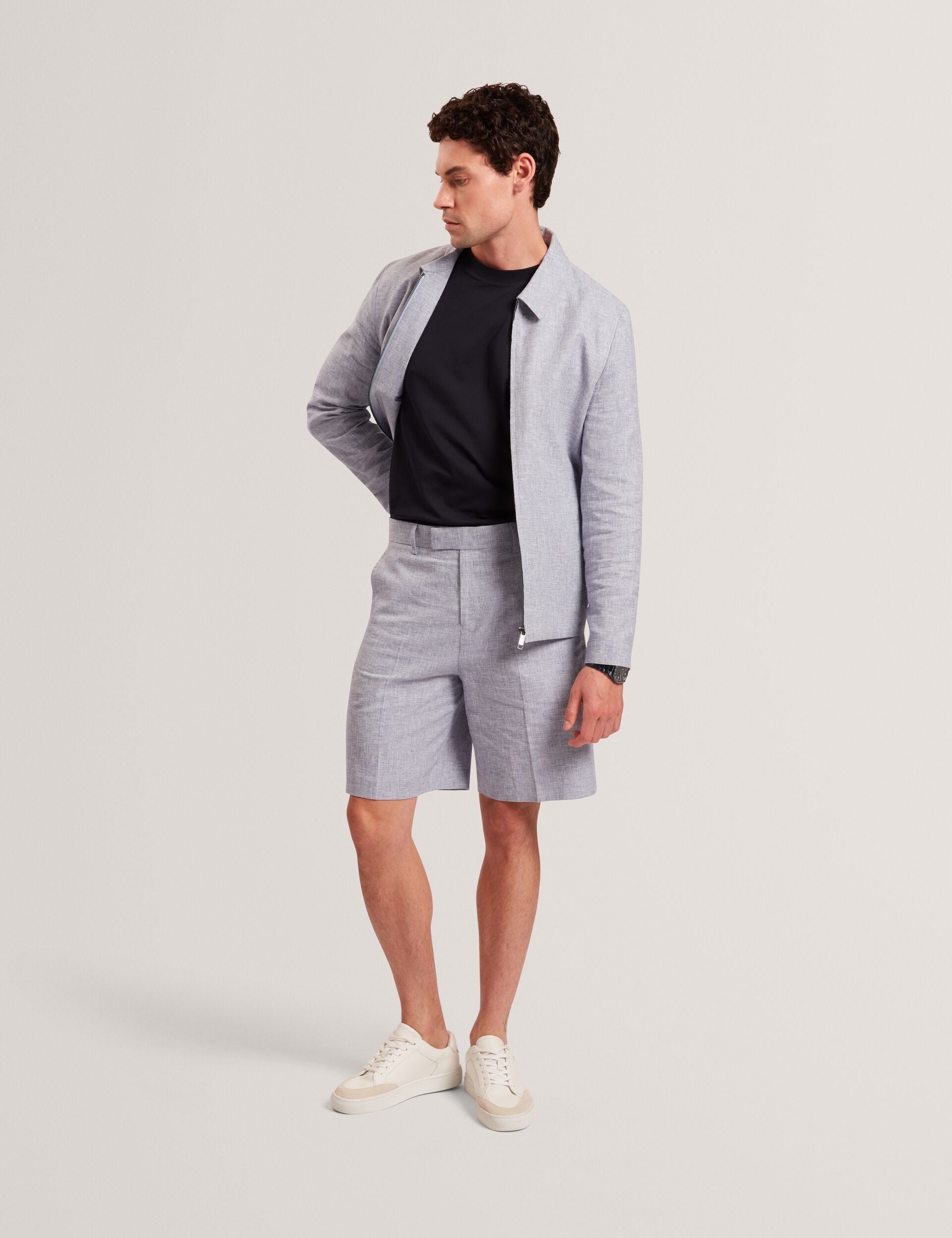 Men GIVRAN Slim Fit Linen Blend Tailored Shorts - Ted Baker
