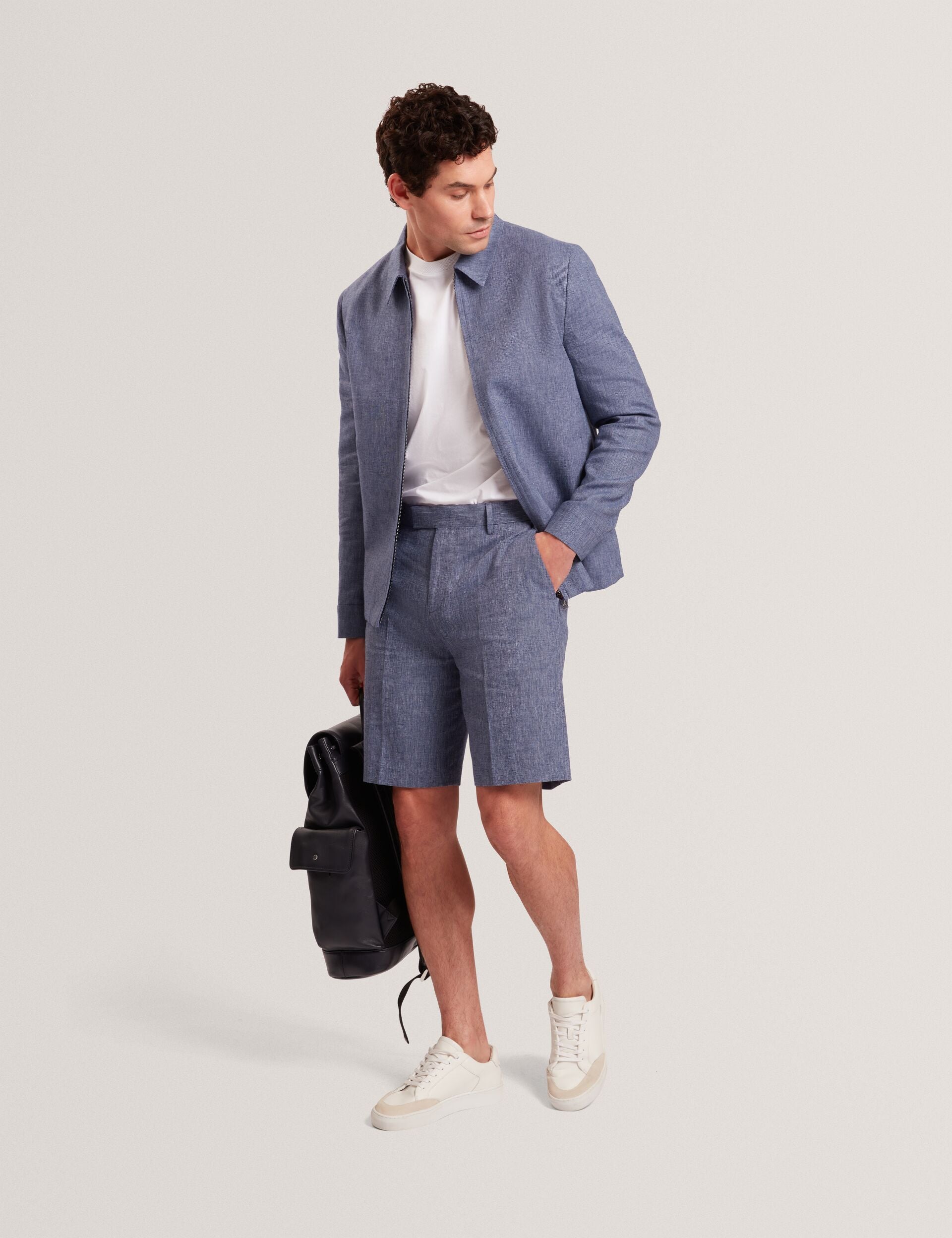 Men GIVRAN Slim Fit Linen Blend Tailored Shorts - Ted Baker