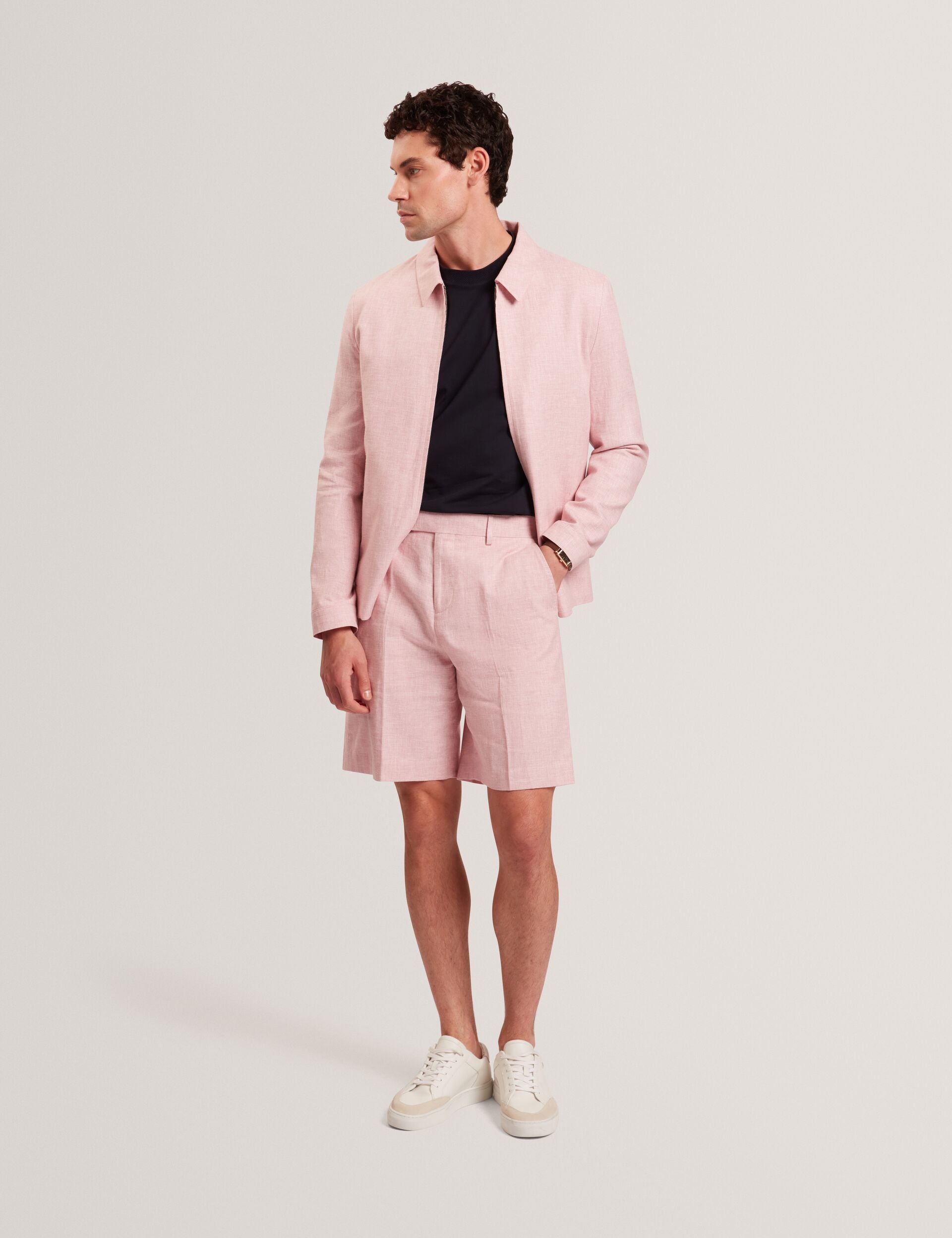 Men GIVRAN Slim Fit Linen Blend Tailored Shorts - Ted Baker
