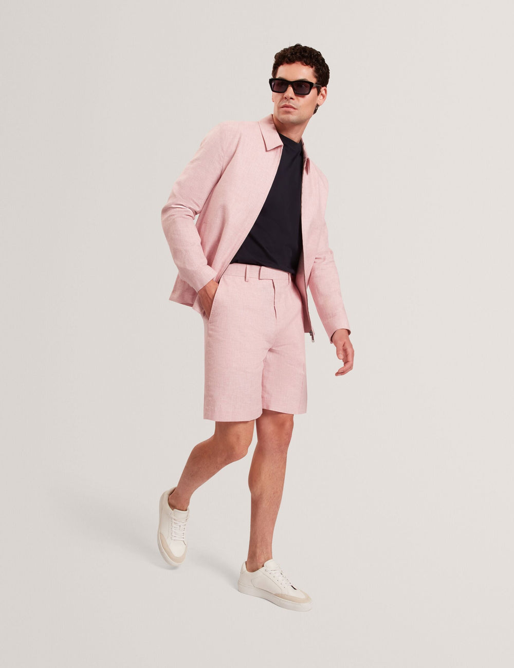 Men GIVRAN Slim Fit Linen Blend Tailored Shorts - Ted Baker