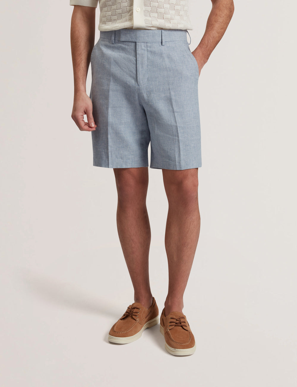 Men|Sale KENLEYS - Navy Linen Cotton Woven Tailored Shorts - Ted Baker
