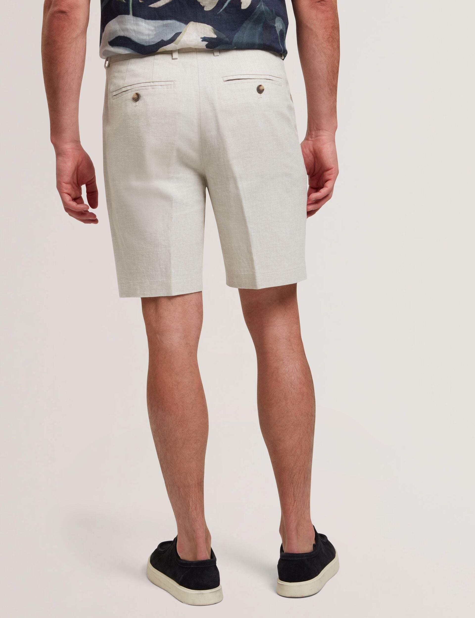 Men KENLEYS - Stone Linen Cotton Woven Tailored Shorts - Ted Baker