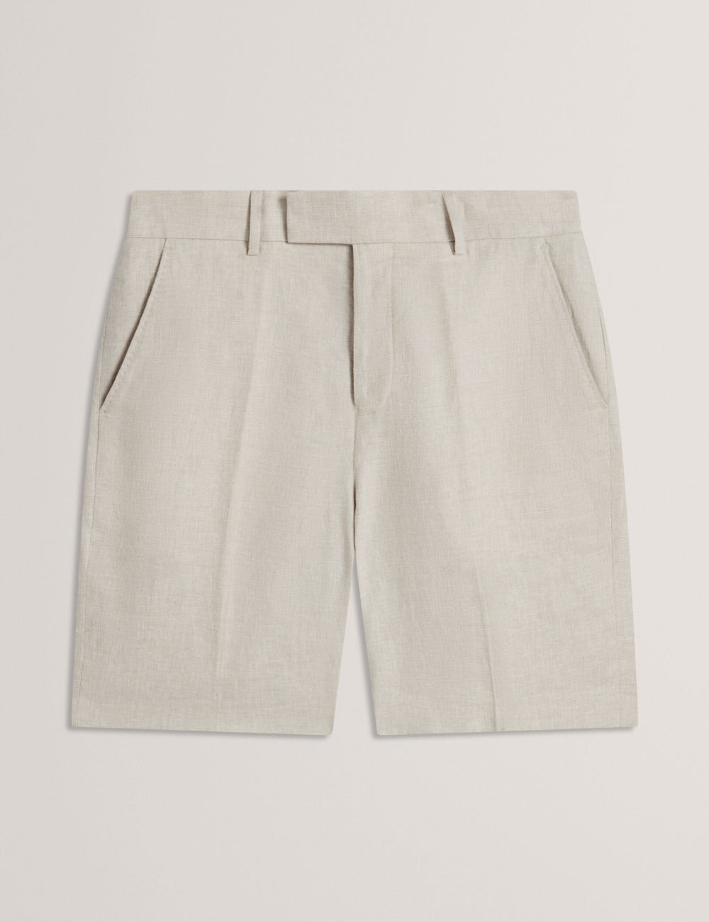 Men KENLEYS - Stone Linen Cotton Woven Tailored Shorts - Ted Baker