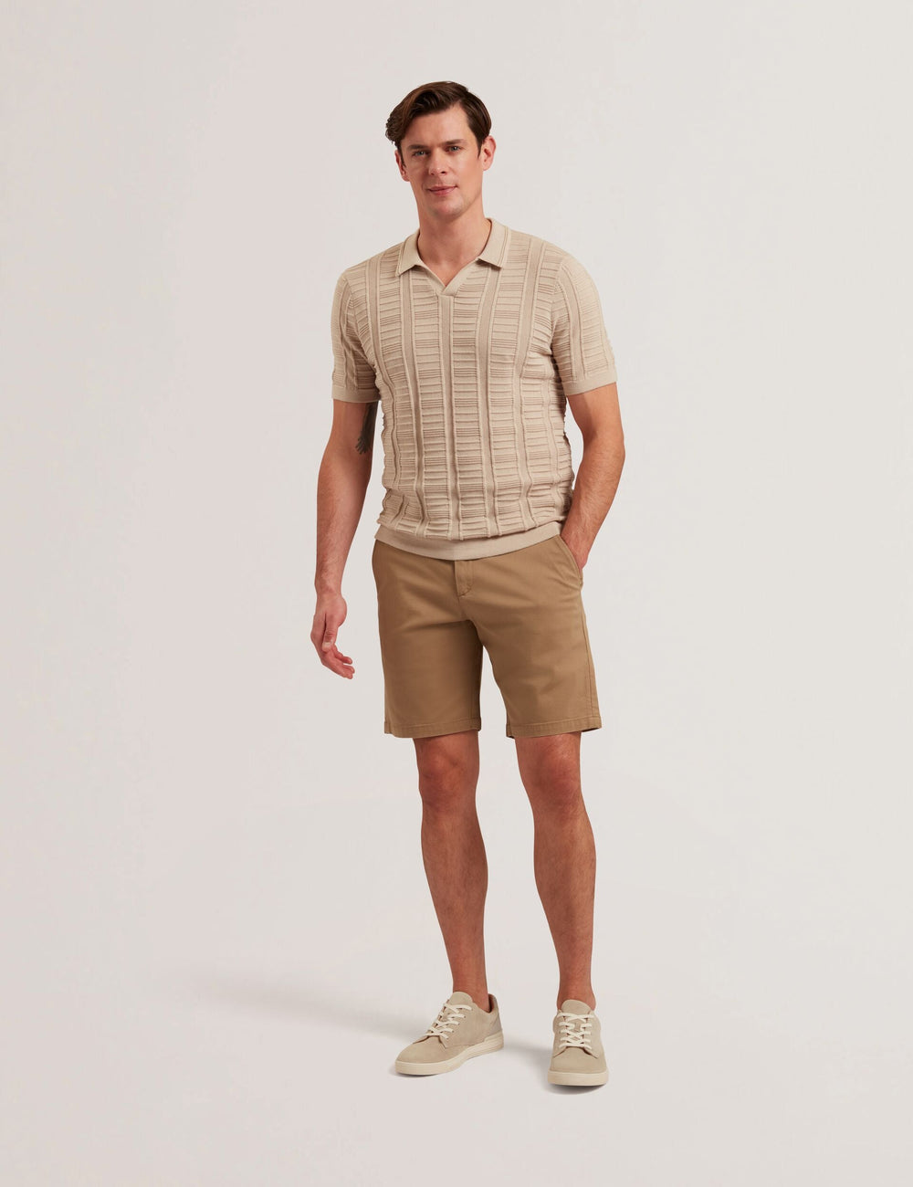 Men BARNHAM - Regular Fit Cotton Blend Chino Shorts - Ted Baker