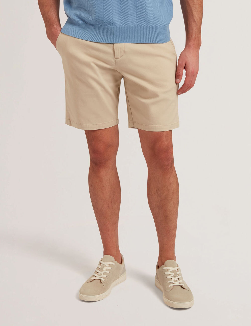 Men BARNHAM - Stone Cotton Blend Chino Shorts - Ted Baker