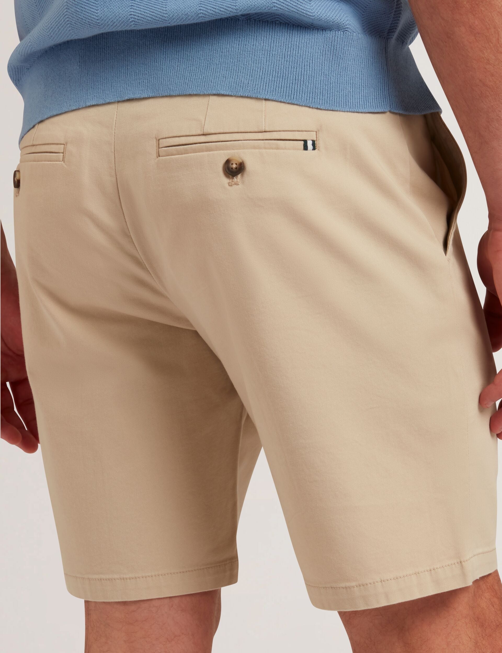 Men BARNHAM - Stone Cotton Blend Chino Shorts - Ted Baker