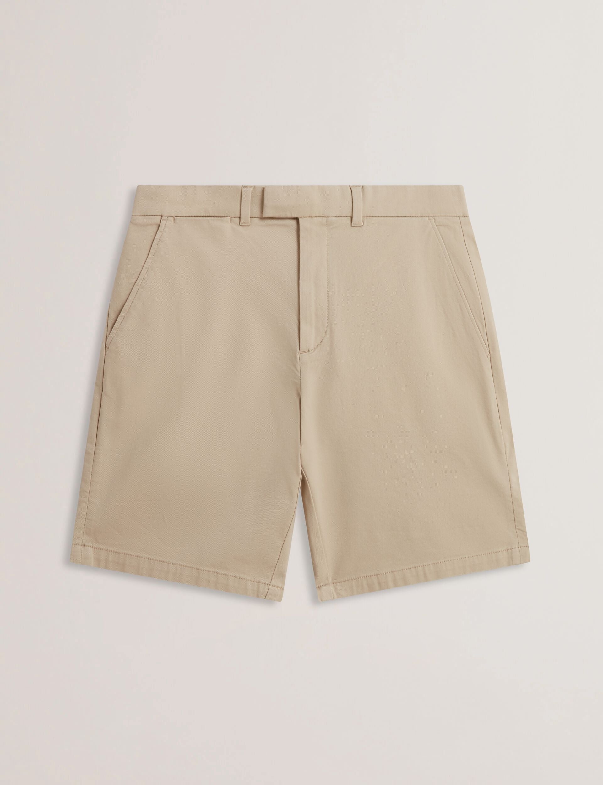 Men BARNHAM - Stone Cotton Blend Chino Shorts - Ted Baker