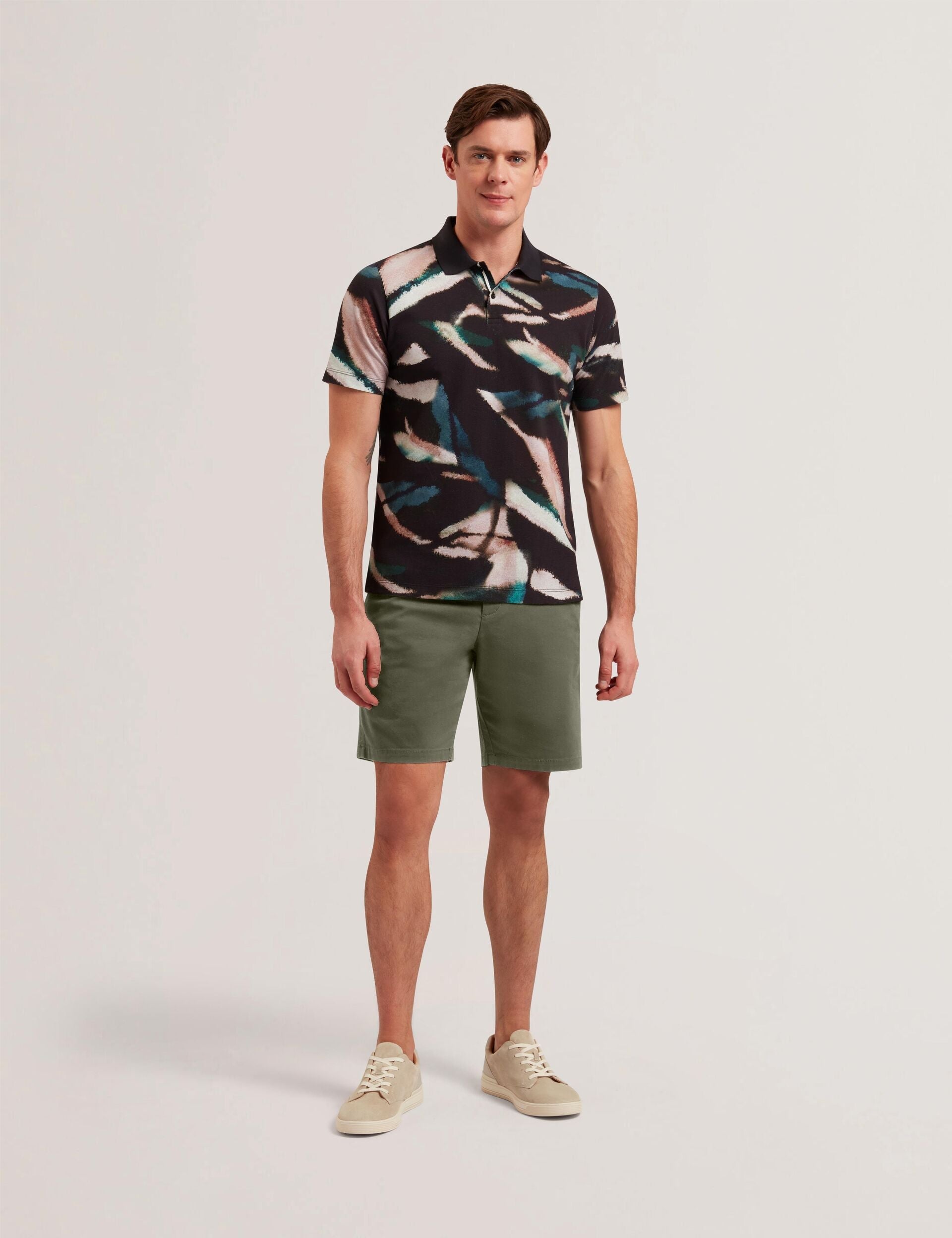 Men BARNHAM - Khaki Cotton Blend Chino Shorts - Ted Baker