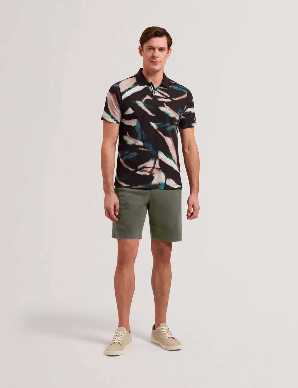Men BARNHAM - Khaki Cotton Blend Chino Shorts - Ted Baker