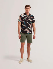 Men BARNHAM - Khaki Cotton Blend Chino Shorts - Ted Baker