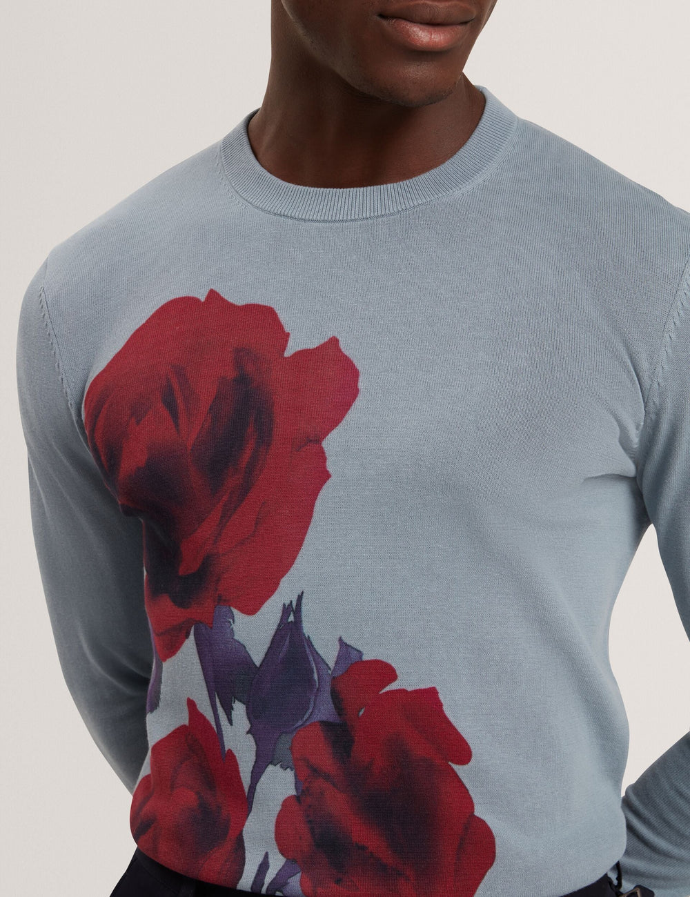 Men|Sale THALIO Rose Graphic Fine Knit Crew Neck Jumper - Ted Baker