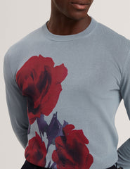 Men|Sale THALIO Rose Graphic Fine Knit Crew Neck Jumper - Ted Baker