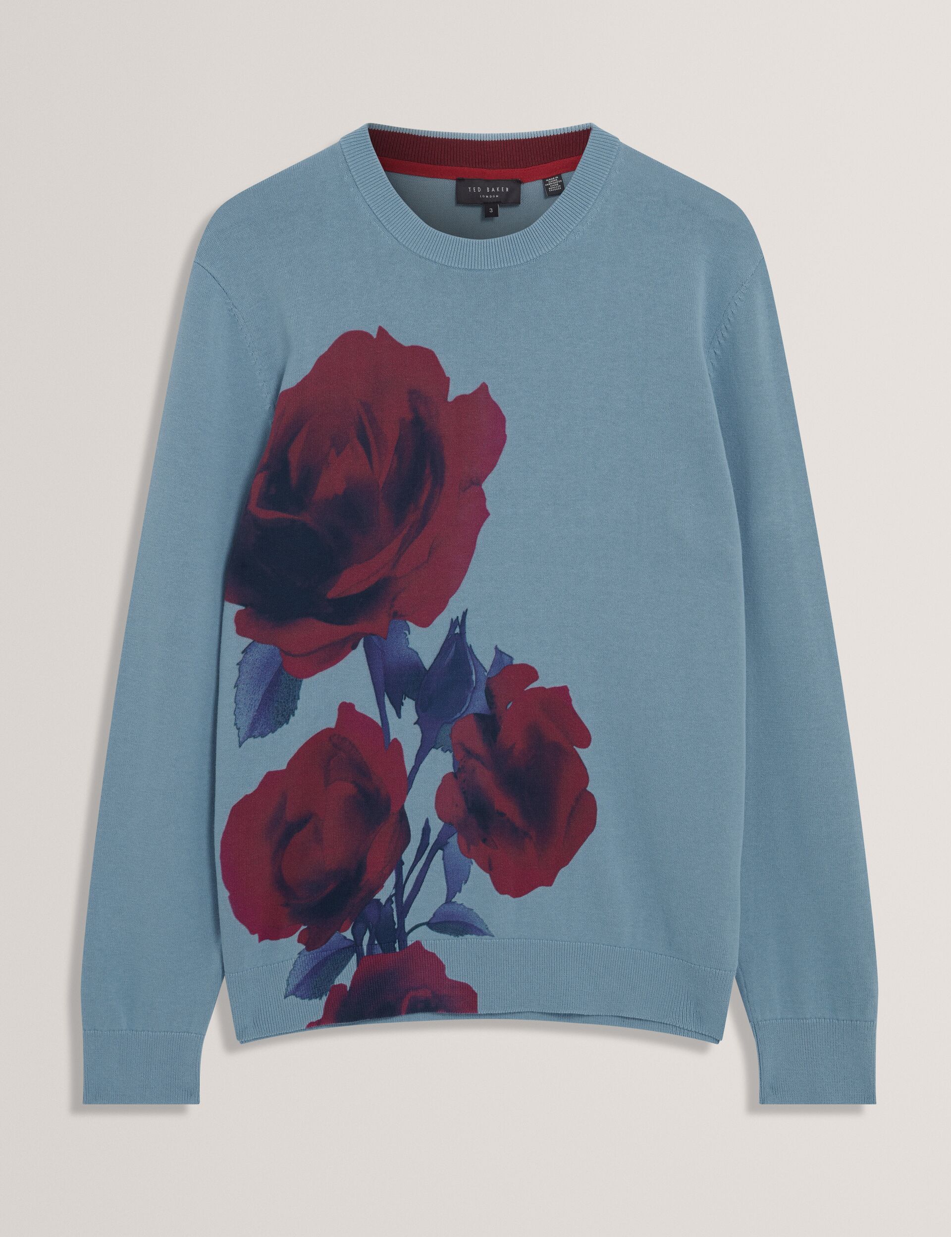 Men|Sale THALIO Rose Graphic Fine Knit Crew Neck Jumper - Ted Baker