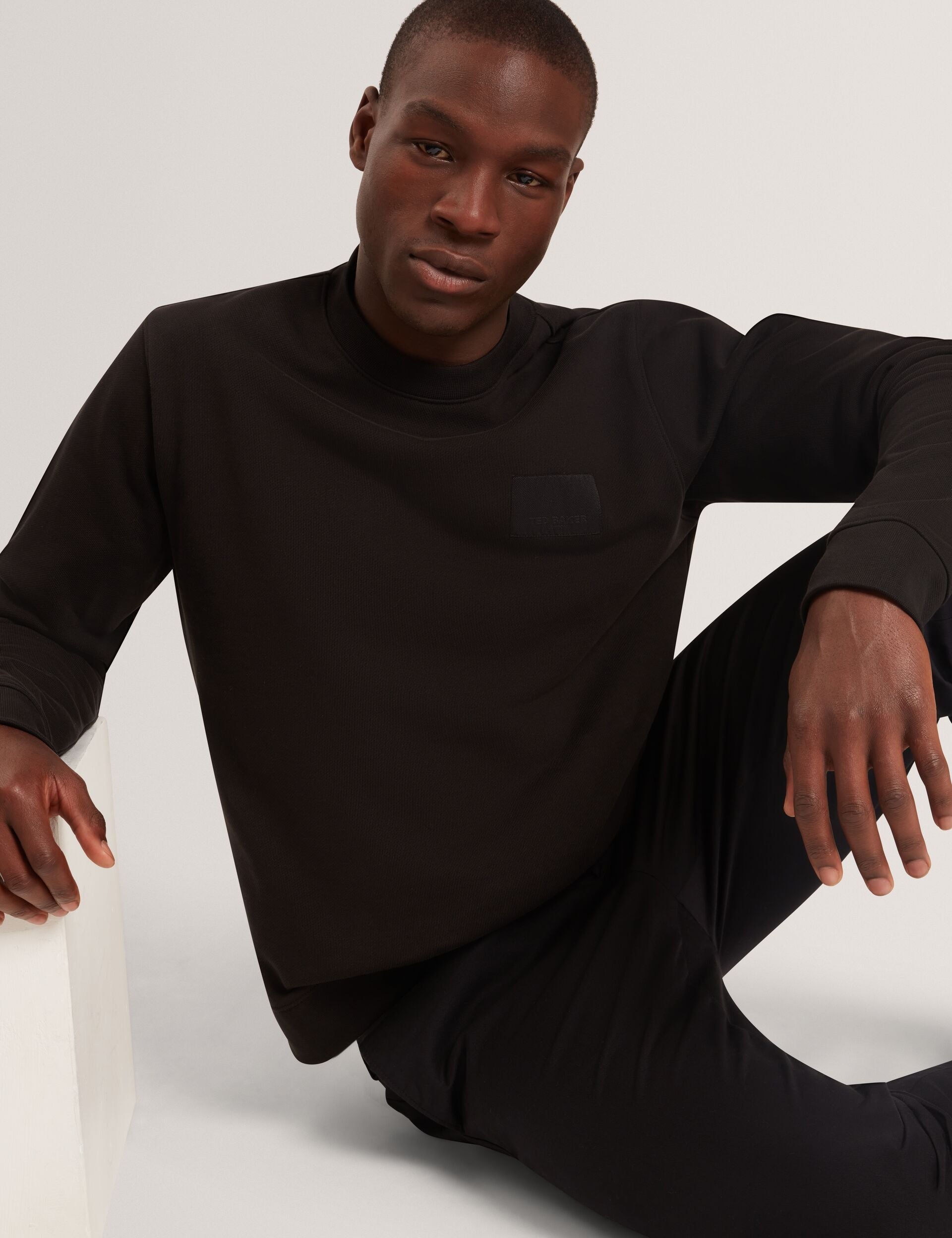 Men|Sale ATBOX Logo Patch Cotton Crew Neck Sweatshirt - Ted Baker