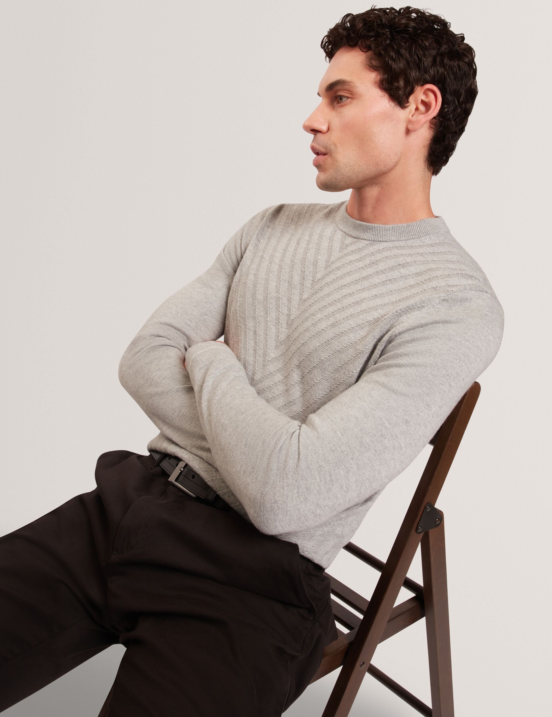 Men|Sale CORBIN Chevron Texture Knit Crew Neck Sweater - Ted Baker